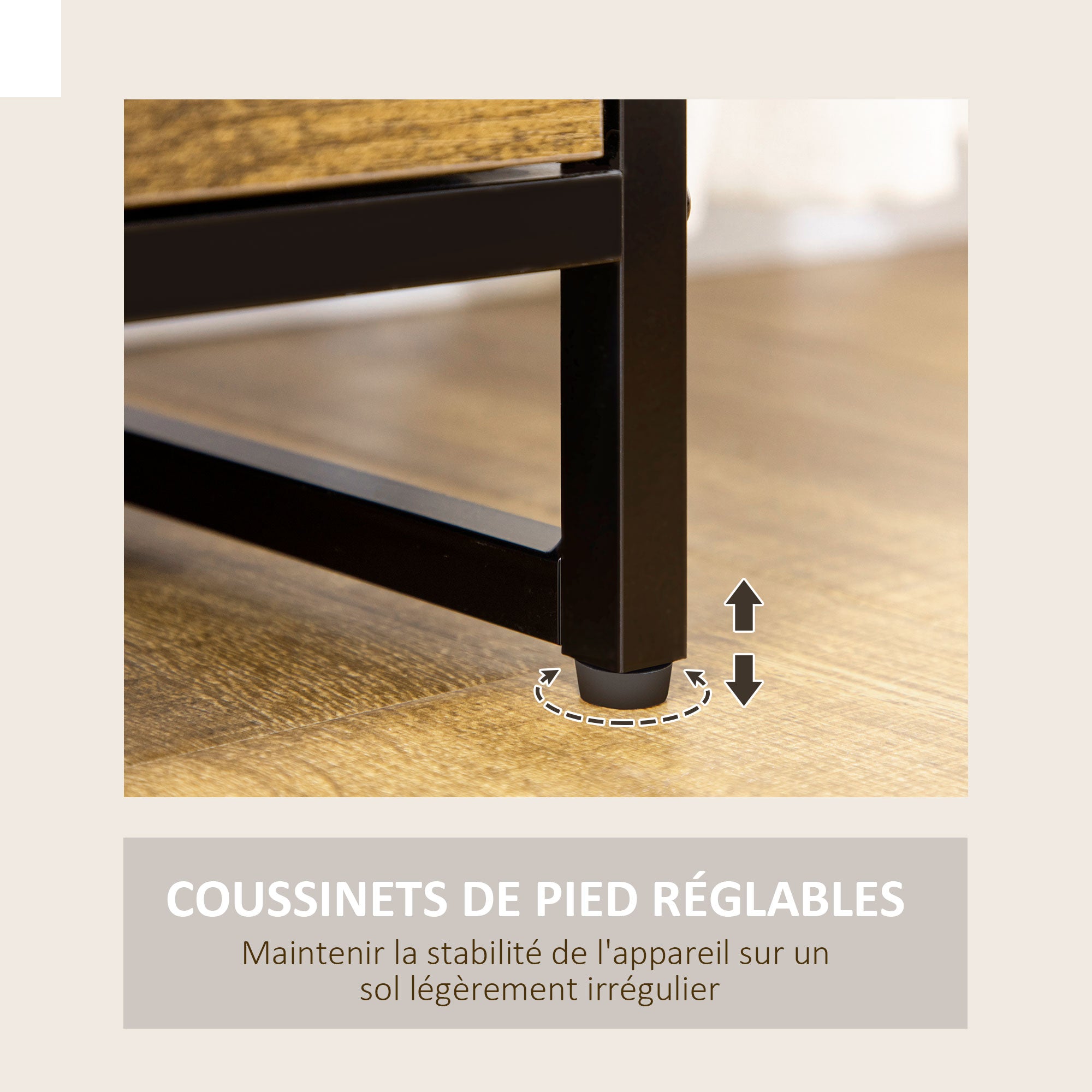 Meuble de rangement, commode, buffet de rangement style industriel 6 tiroirs pliables 2 étagères acier et bois - 84 x 30 x 92 cm