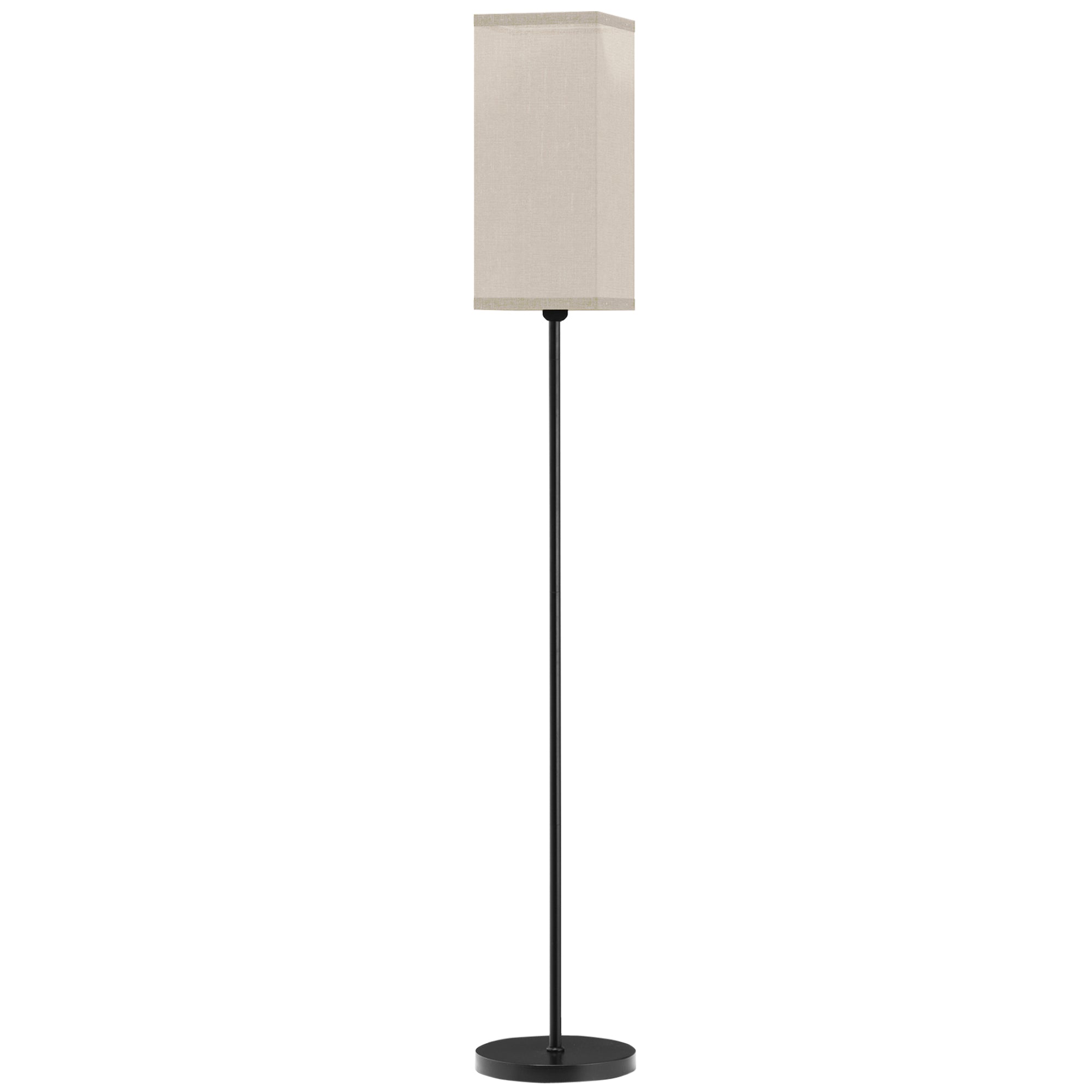 Lampadaire sur pied salon, lampe salon sur pied, avec abat-jour beige effet lin, interrupteur, pour chambre à coucher, noir