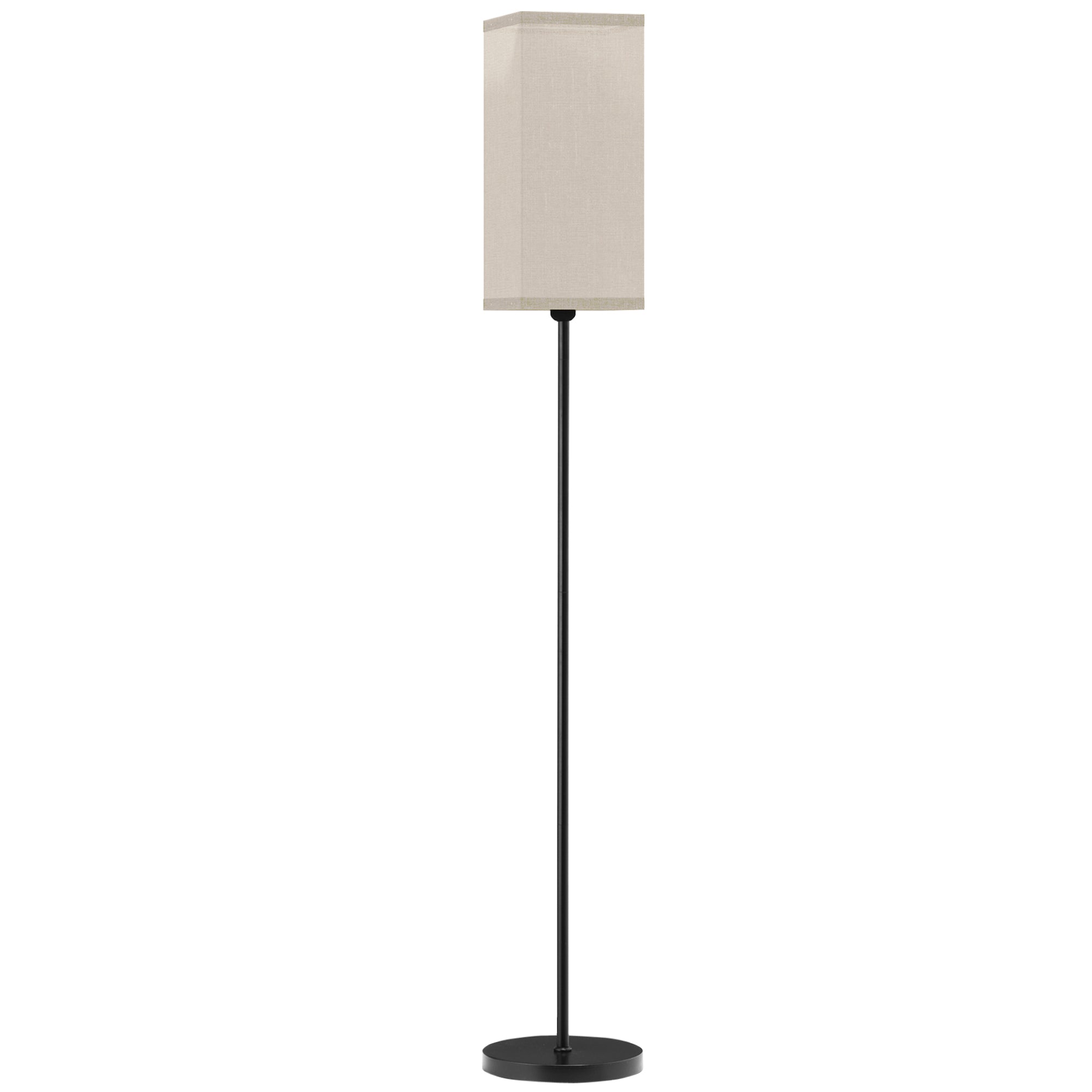 Lampadaire sur pied salon, lampe salon sur pied, avec abat-jour beige effet lin, interrupteur, pour chambre à coucher, noir