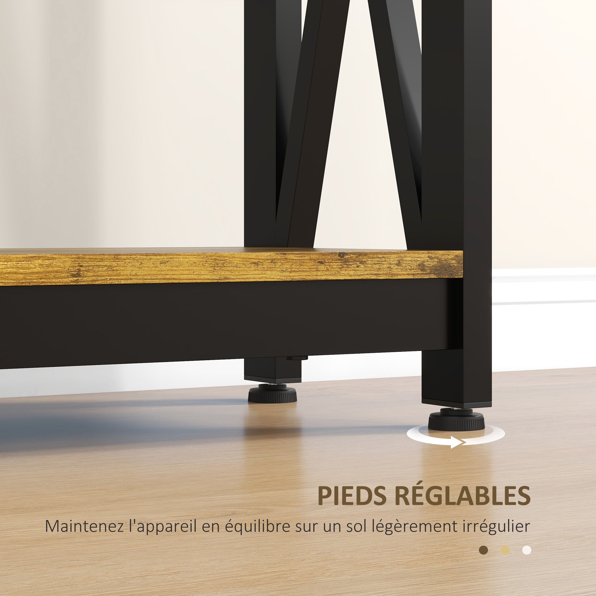 Table console avec multiprise, table de canapé avec 2 étagères, table d'entrée étroite pour salon, chambre, couloir, 100 x 24 x 75 cm, style industriel, marron rustique et noir
