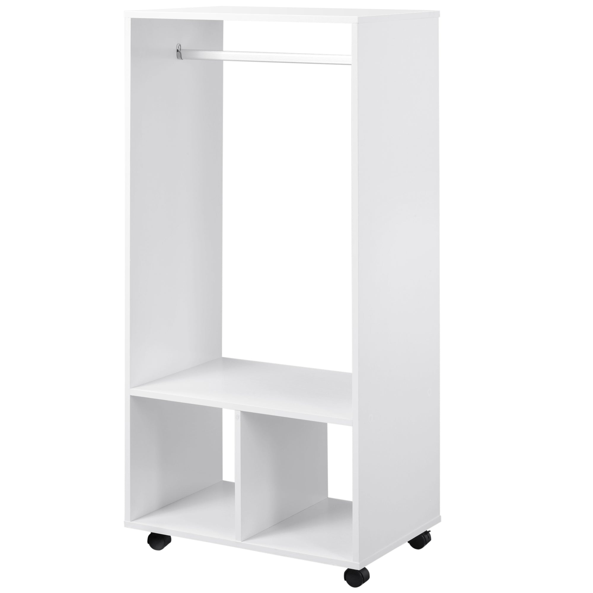 Armoire penderie étagère 2 niches penderie 4 roulettes pivotantes dim. 60L x 40l x 128H cm Coloris Blanc