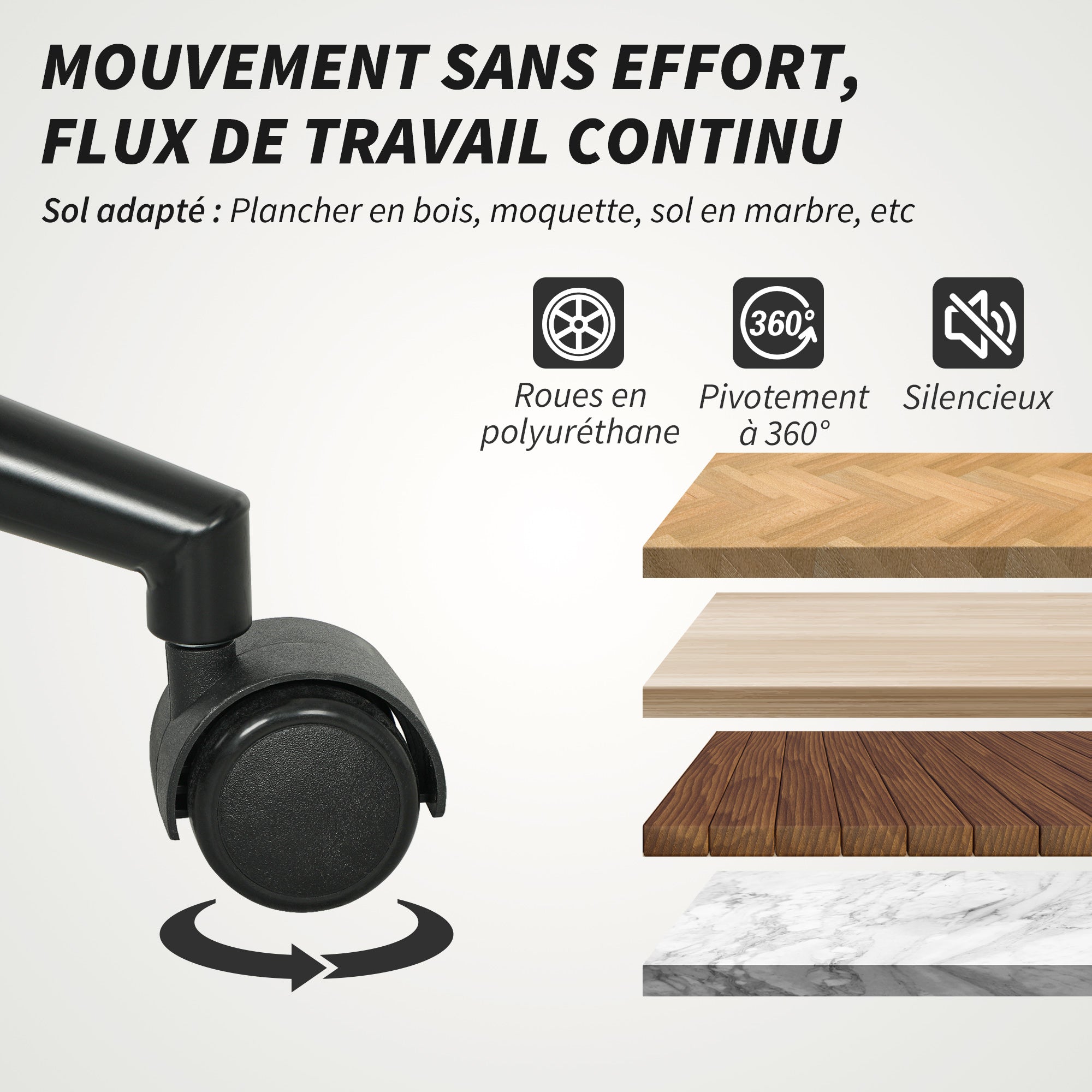 Chaise de bureau, fauteuil ergonomique en tissu effet laine bouclée avec hauteur réglable, fonction de bascule, pivotant 360° et assise rembourrée, pour salon, chambre, télétravail, crème