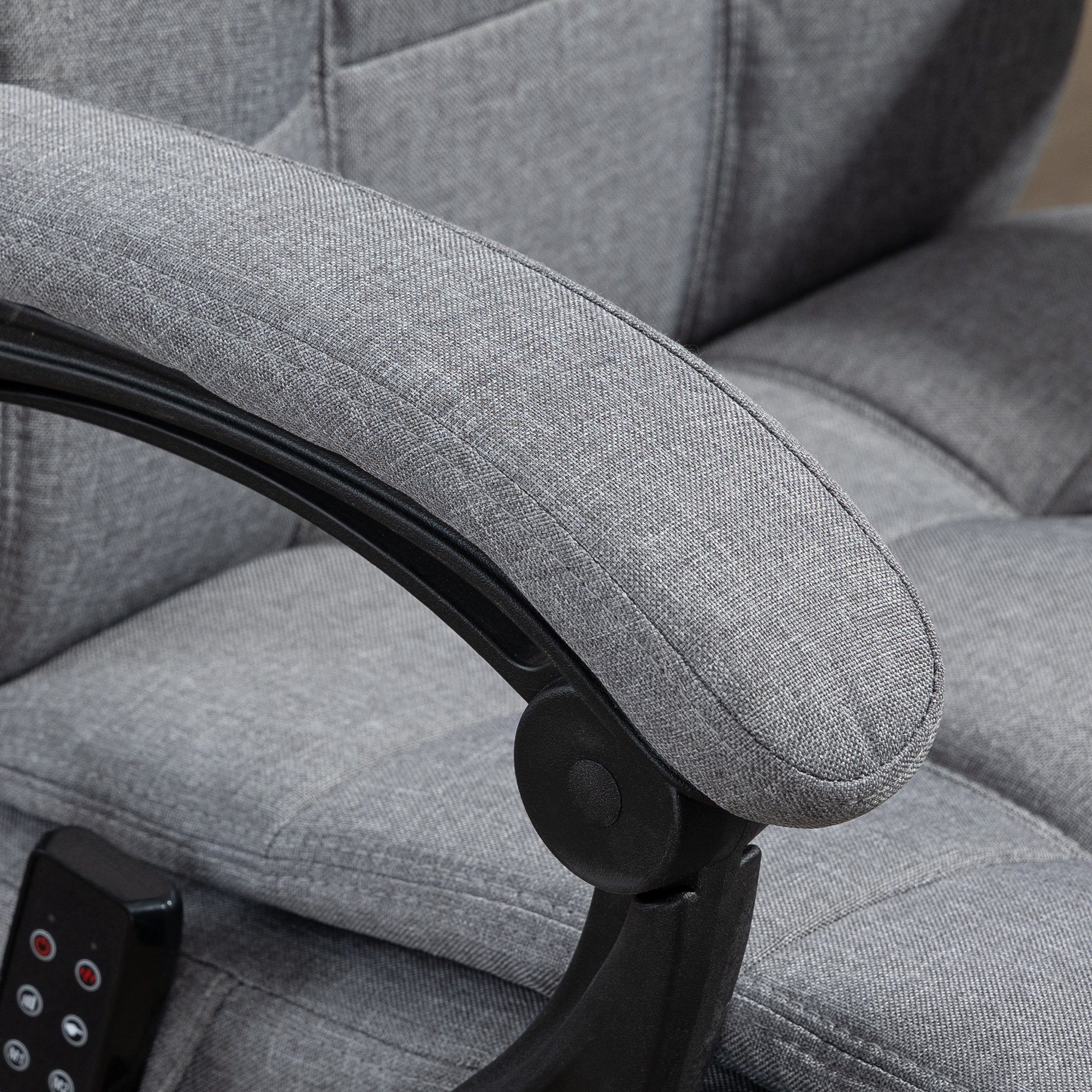 Fauteuil de bureau avec massage et chauffant, chaise de bureau ergonomique, repose-pied, vérin à gaz TUV, appuie-tête amovible et dossier inclinable, hauteur réglable, gris
