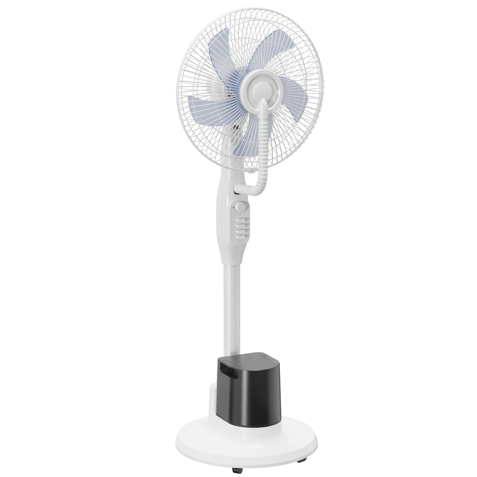 Ventilateur brumisateur 90W, ventilateur sur pied 128cm avec oscillation à 70°, 3 vitesses, réservoir d'eau 3,5 L, 5 roues, pour maison, bureau, blanc