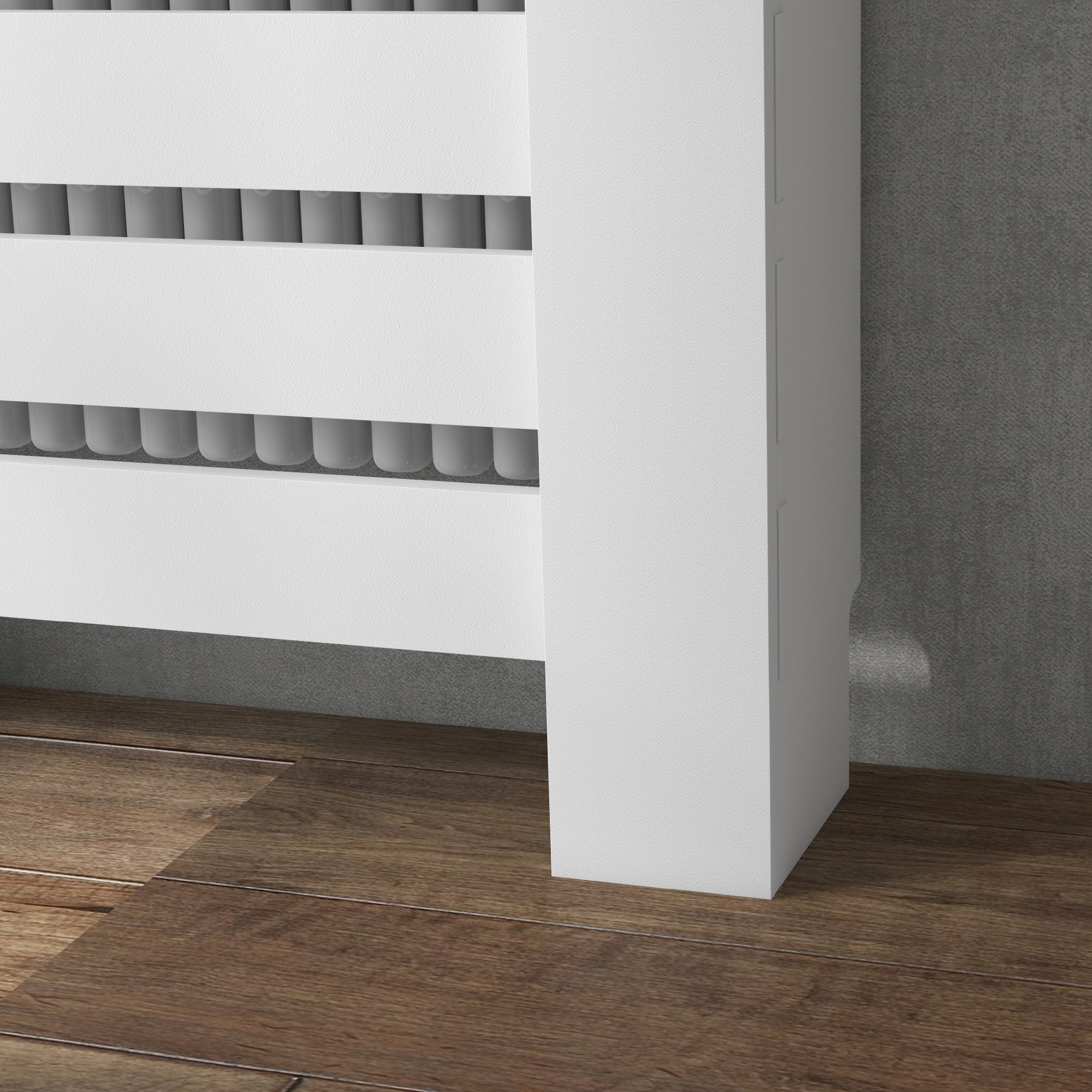 Couvercle de radiateur, cache radiateur, grille à lattes horizontales, avec tiroir, pour salon, chambre à coucher, couloir, en bois, 78 x 19 x 95,5 cm, blanc