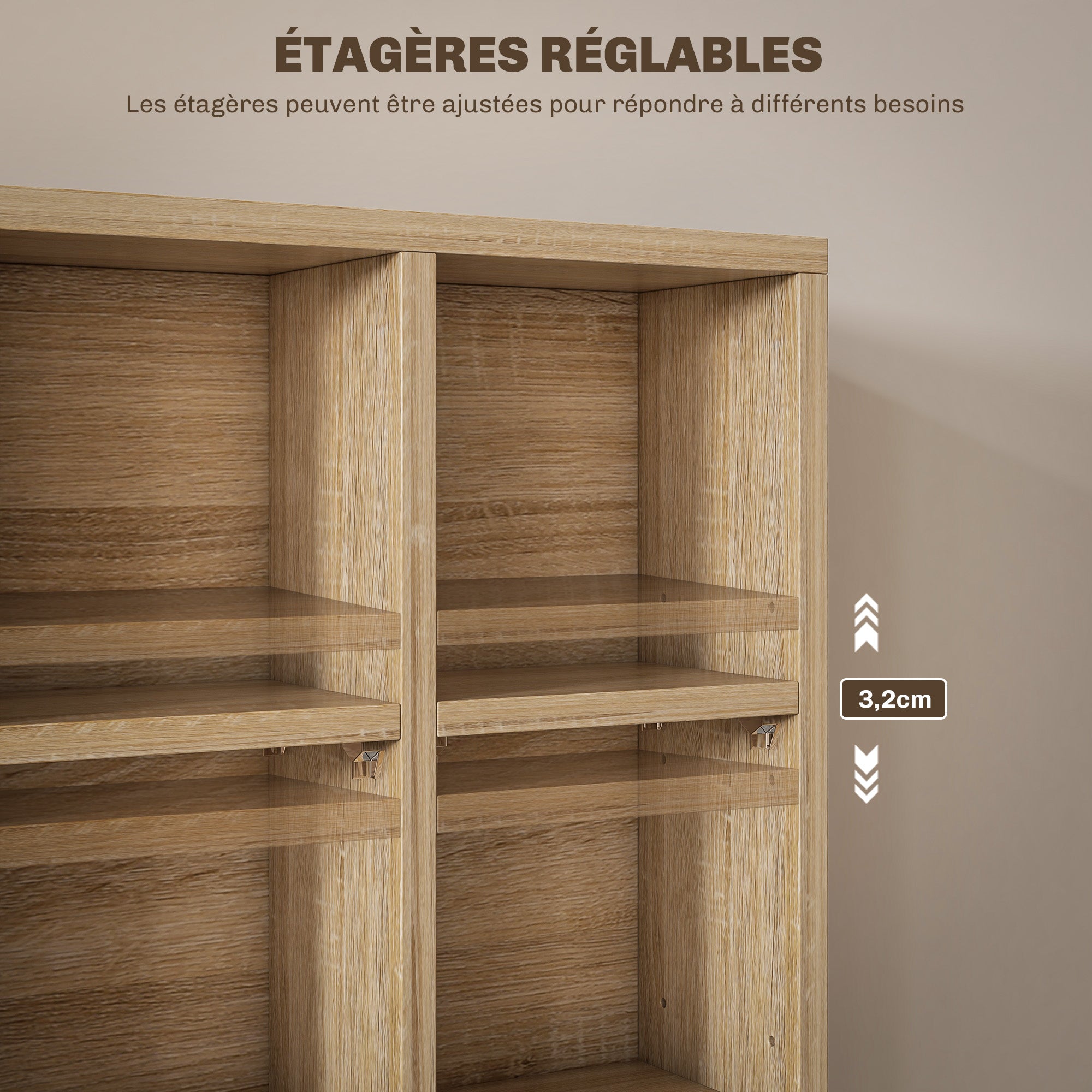 Rangements pour CD et DVD, meuble de rangement multimédia avec 24 compartiments, capacité max. 456 CD/ 336 DVD, bibliothèque en bois avec étagères réglables, 89 x 20 x 130,5 cm, bois naturel