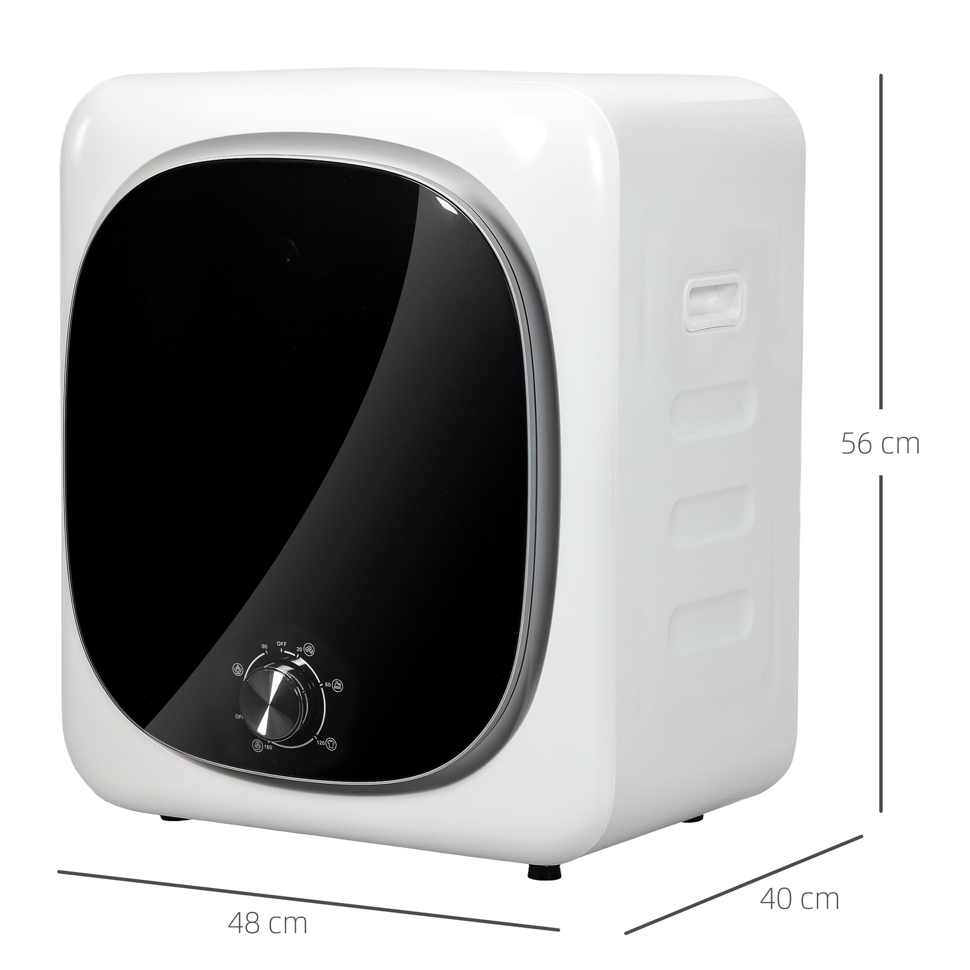 Sèche linge à évacuation compact sèche-linge électrique 800 W 4 Kg avec 5 modes de séchage, cuve en acier inoxydable, charge frontale, pour appartement, maison, camping-cars, blanc