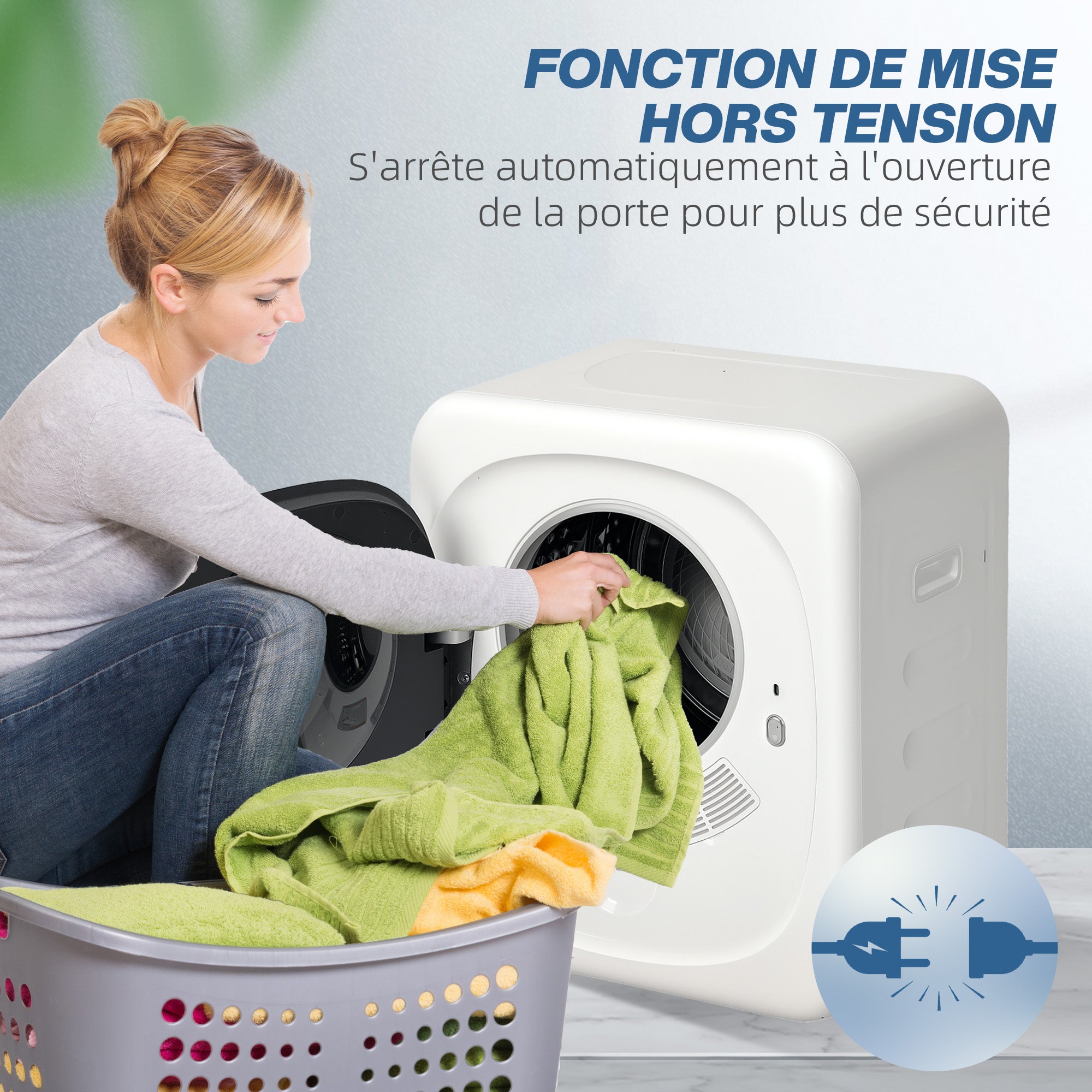 Sèche linge à évacuation compact sèche-linge électrique 800 W 4 Kg avec 5 modes de séchage, cuve en acier inoxydable, charge frontale, pour appartement, maison, camping-cars, blanc