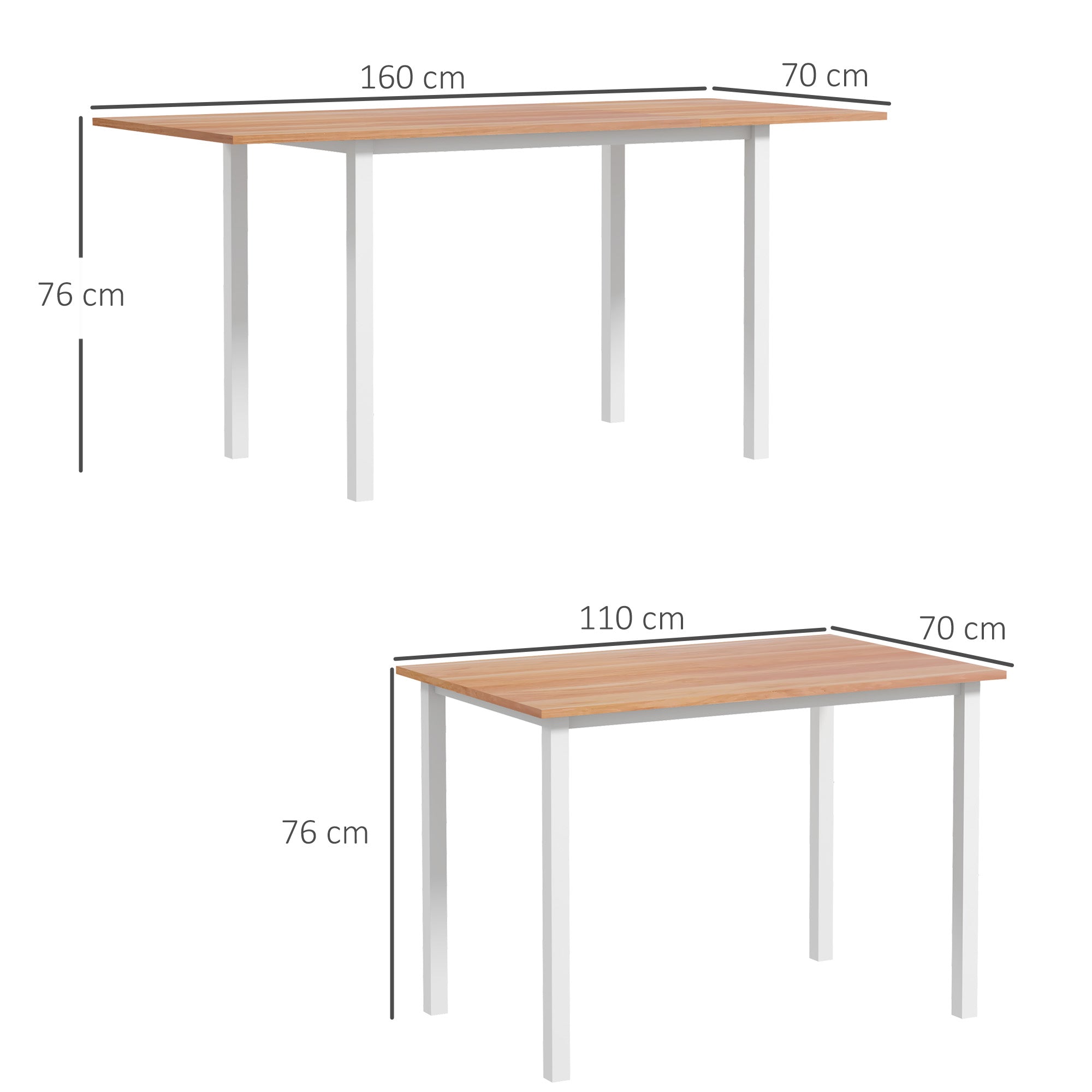 Table à manger extensible table de cuisine design moderne avec grand plateau 6 personnes cadre en acier marron
