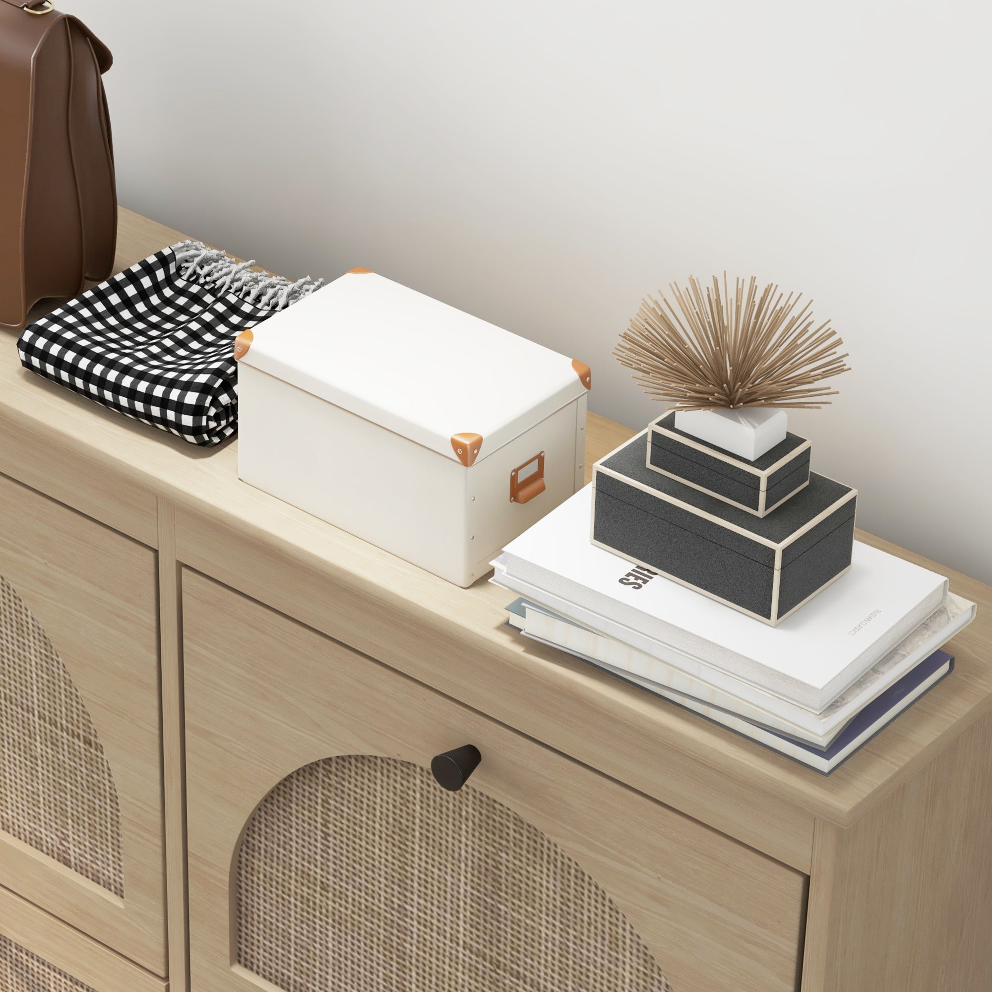 Meuble à chaussures armoire à chaussures 4 abattants 20 paires avec étagère réglable style bohème pieds en bois massif 105 x 24 x 97,5 cm naturel