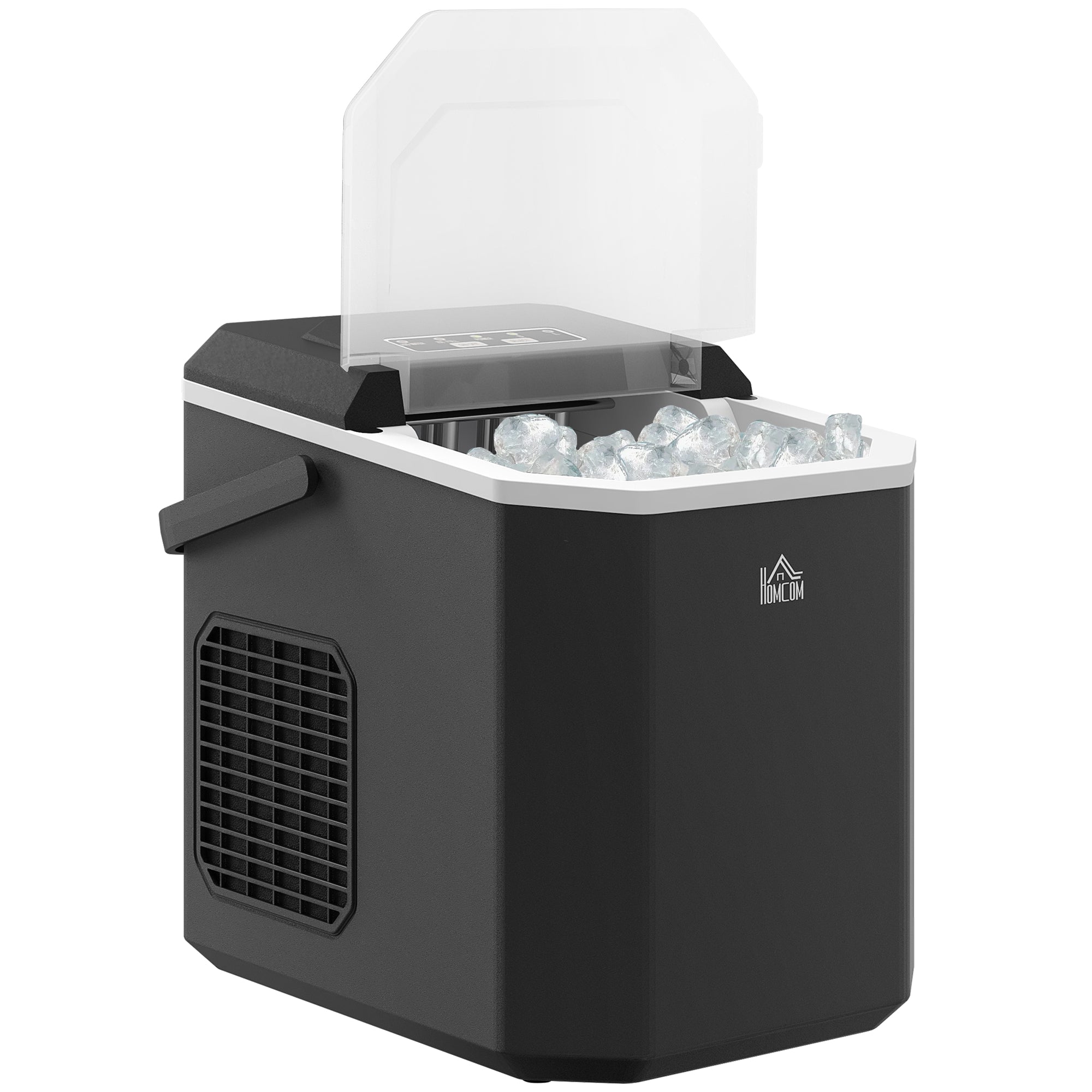 Machine à glaçons autonettoyante, 12kg en 24h, 9 glaçons en 6-13 minutes, ice maker Portable Avec Poignée, panier et pelle, pour la maison/cuisine/camping, noir
