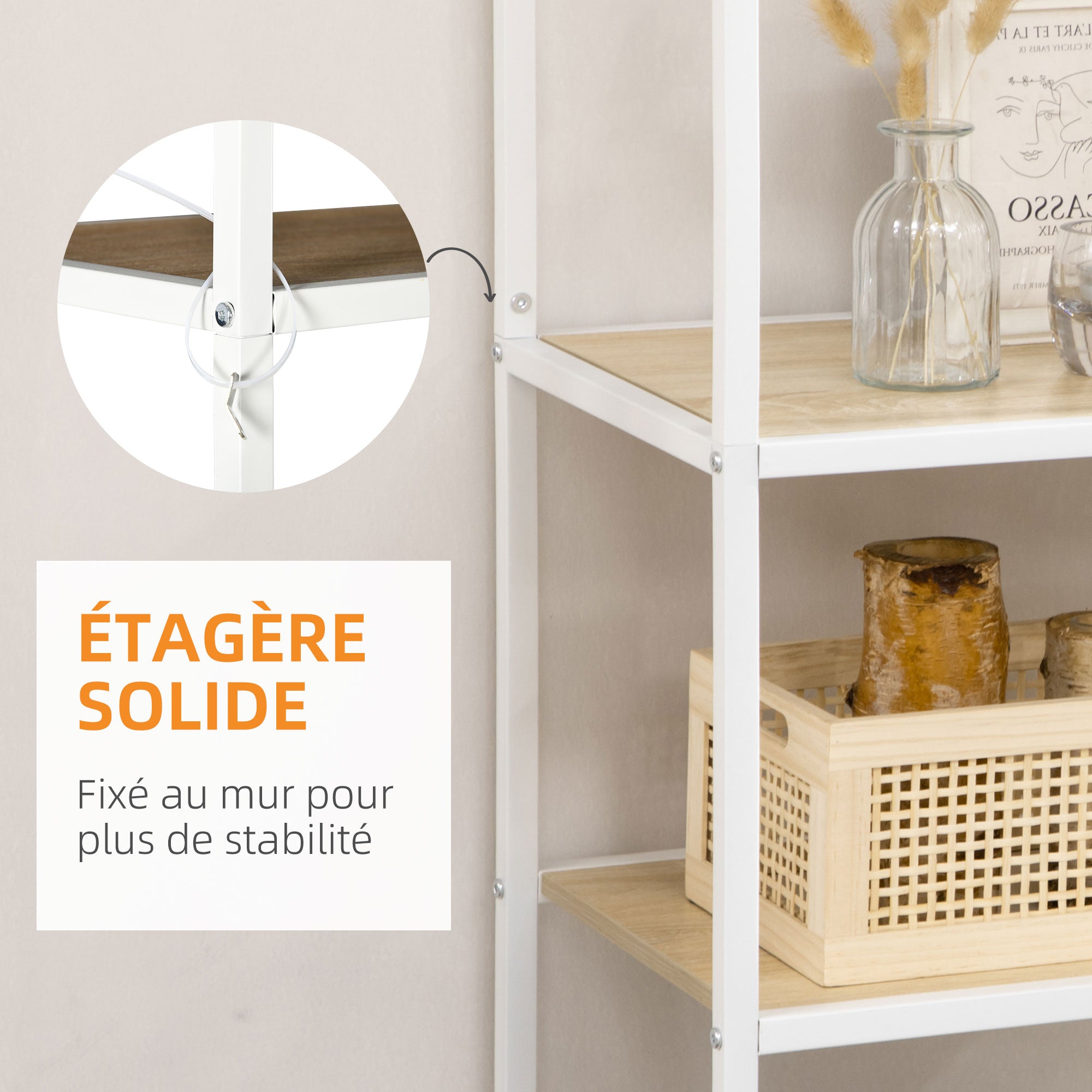Bibliothèque étagère de rangement à 7 niveaux cadre en acier style industriel pour salon chambre cuisine - 83 x 34 x 180 cm