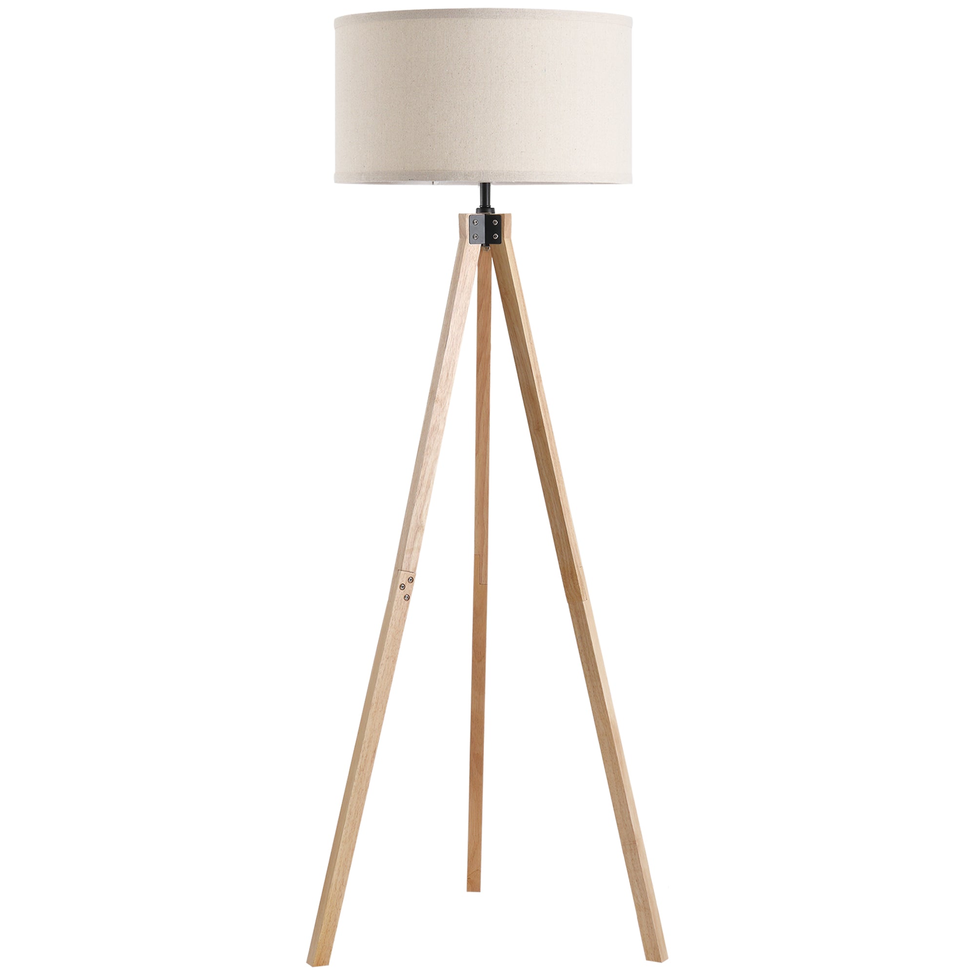 Lampadaire trépied style scandinave 40 W max. dim. 45L x 45l x 152H cm bois de pin lin beige