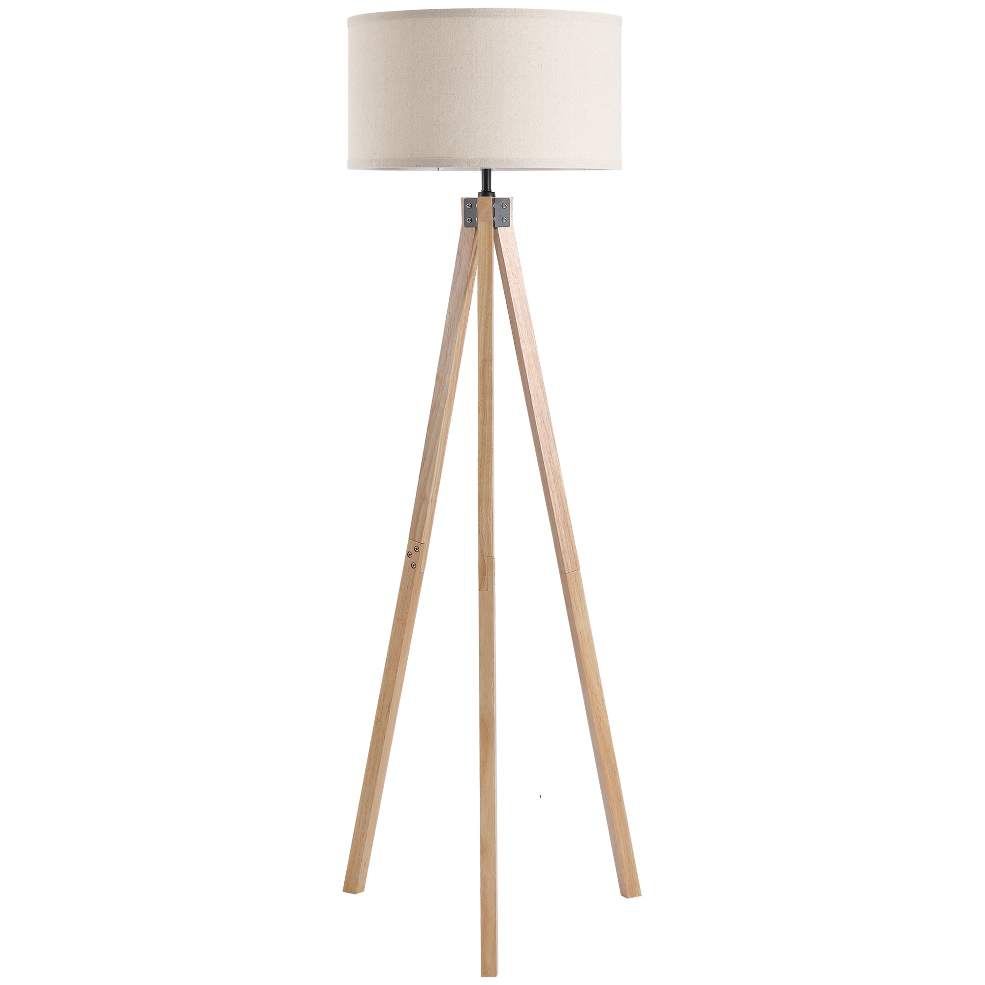 Lampadaire trépied style scandinave 40 W max. dim. 45L x 45l x 152H cm bois de pin lin beige