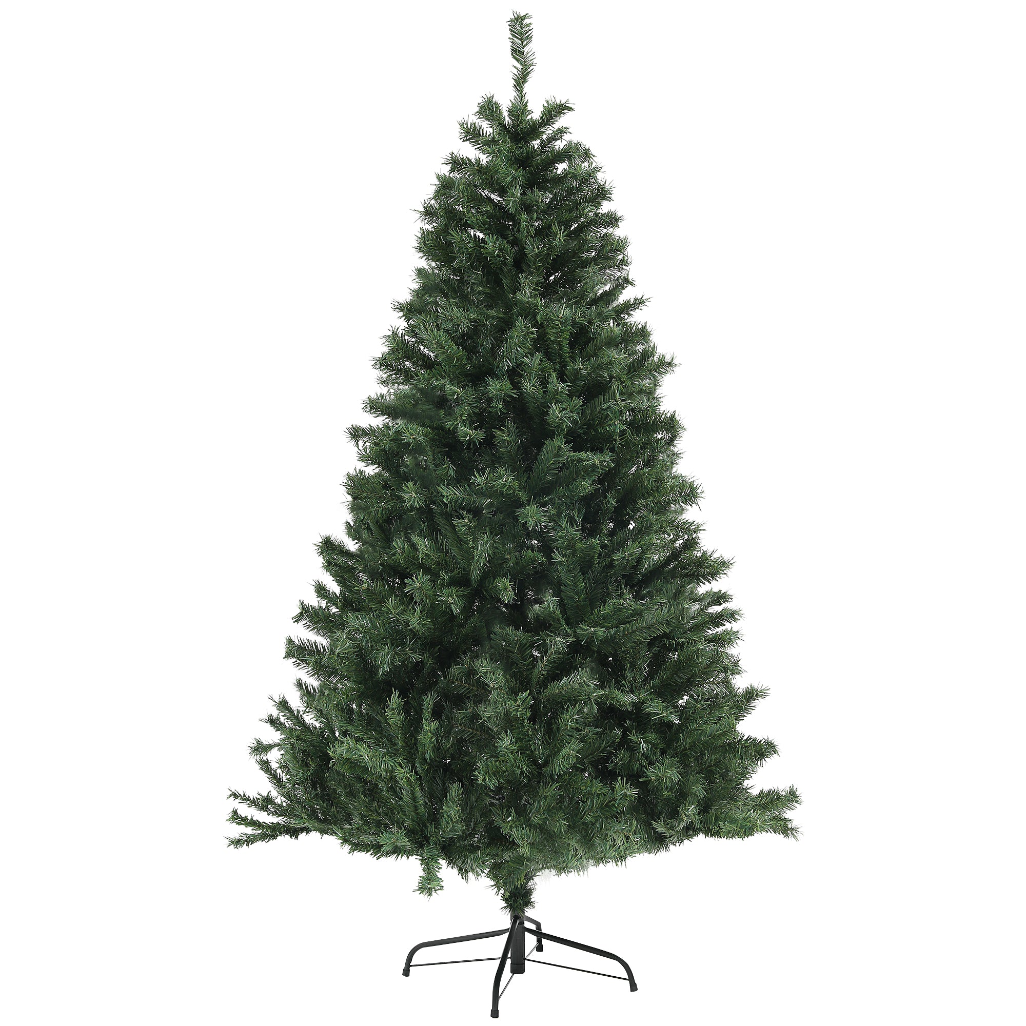 Sapin de Noël artificiel 180 cm arbre de Noël avec support en acier, 1 000 branches ignifuges décoration de Noël effet réaliste, vert