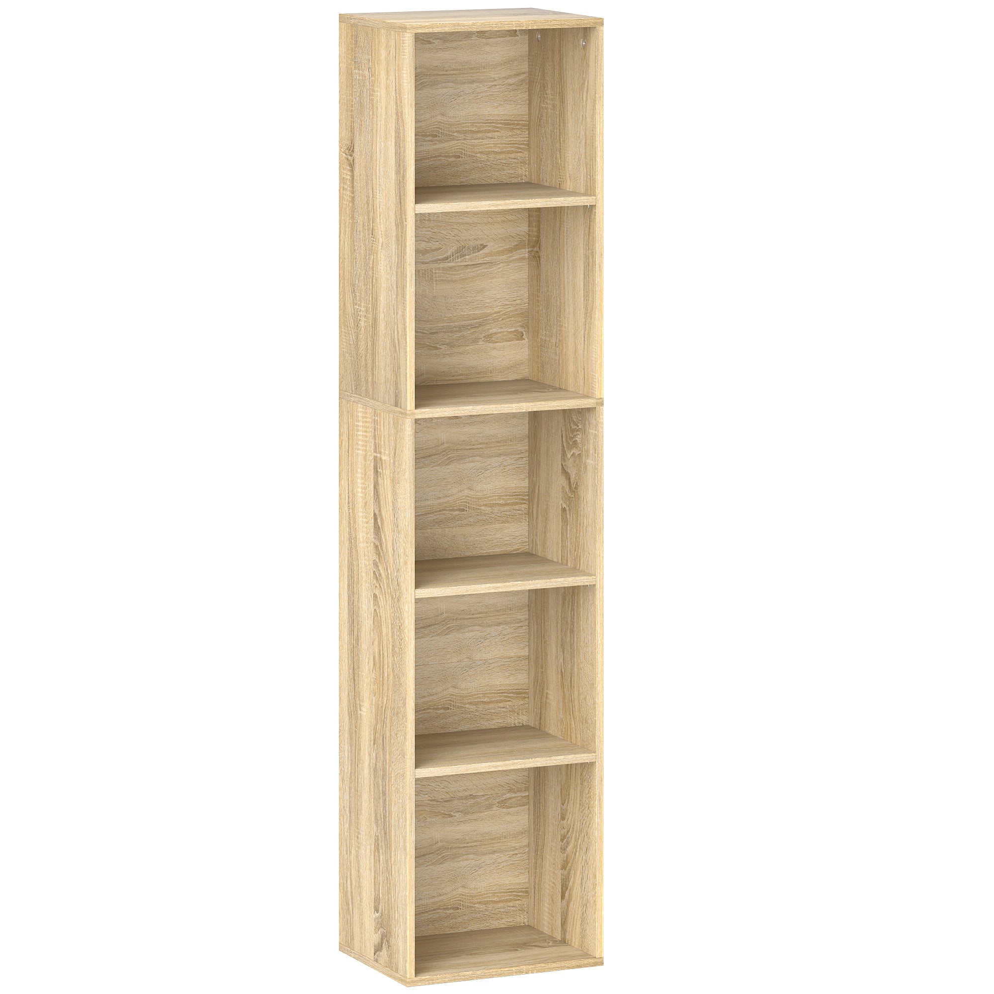 Bibliothèque, étagère de rangement 5 niveaux, meuble de rangement avec étagères réglables pour salon, chambre à coucher, bureau, 30 x 24 x 133,5 cm, bois naturel