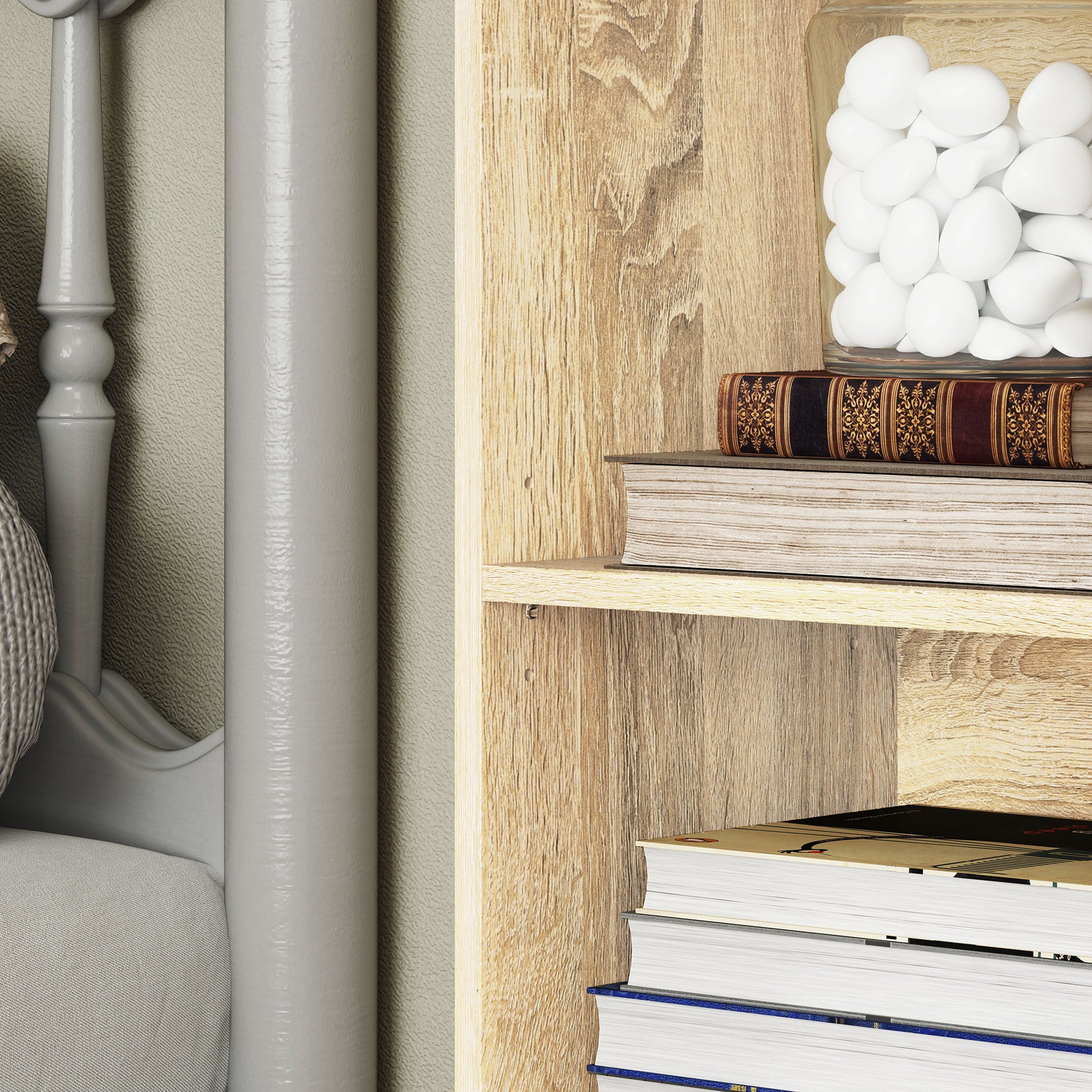 Bibliothèque, étagère de rangement 5 niveaux, meuble de rangement avec étagères réglables pour salon, chambre à coucher, bureau, 30 x 24 x 133,5 cm, bois naturel