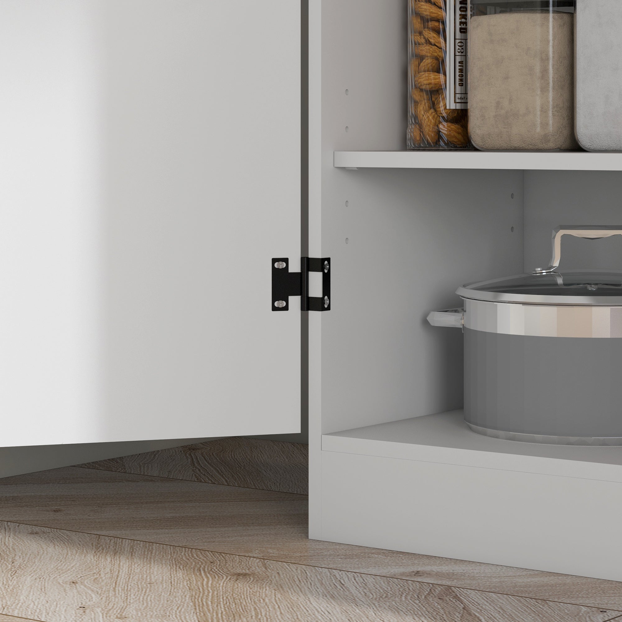 Armoire de cuisine buffet de salle à manger avec 4 portes 6 étagères de rangement style moderne 76 x 40 x 177 cm blanc