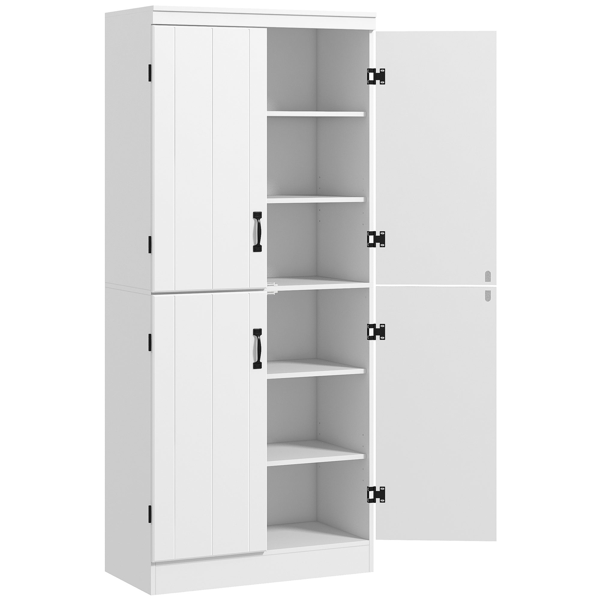 Armoire de cuisine buffet de salle à manger avec 4 portes 6 étagères de rangement style moderne 76 x 40 x 177 cm blanc
