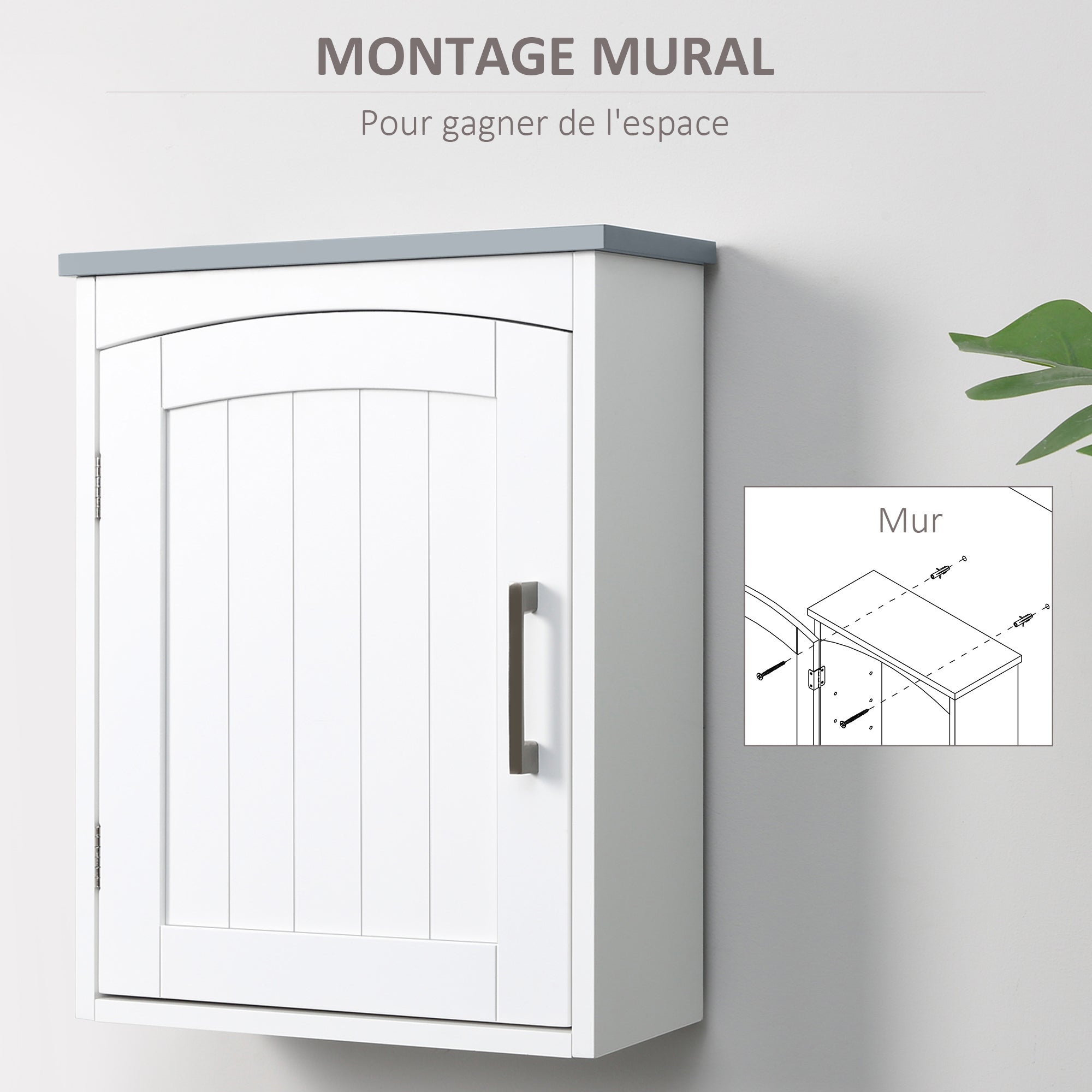 Meuble wc suspendu armoire à pharmacie murale armoire salle de bain rangement avec porte et étagère réglable - 41 x 18,5 x 52 cm - MDF - blanc