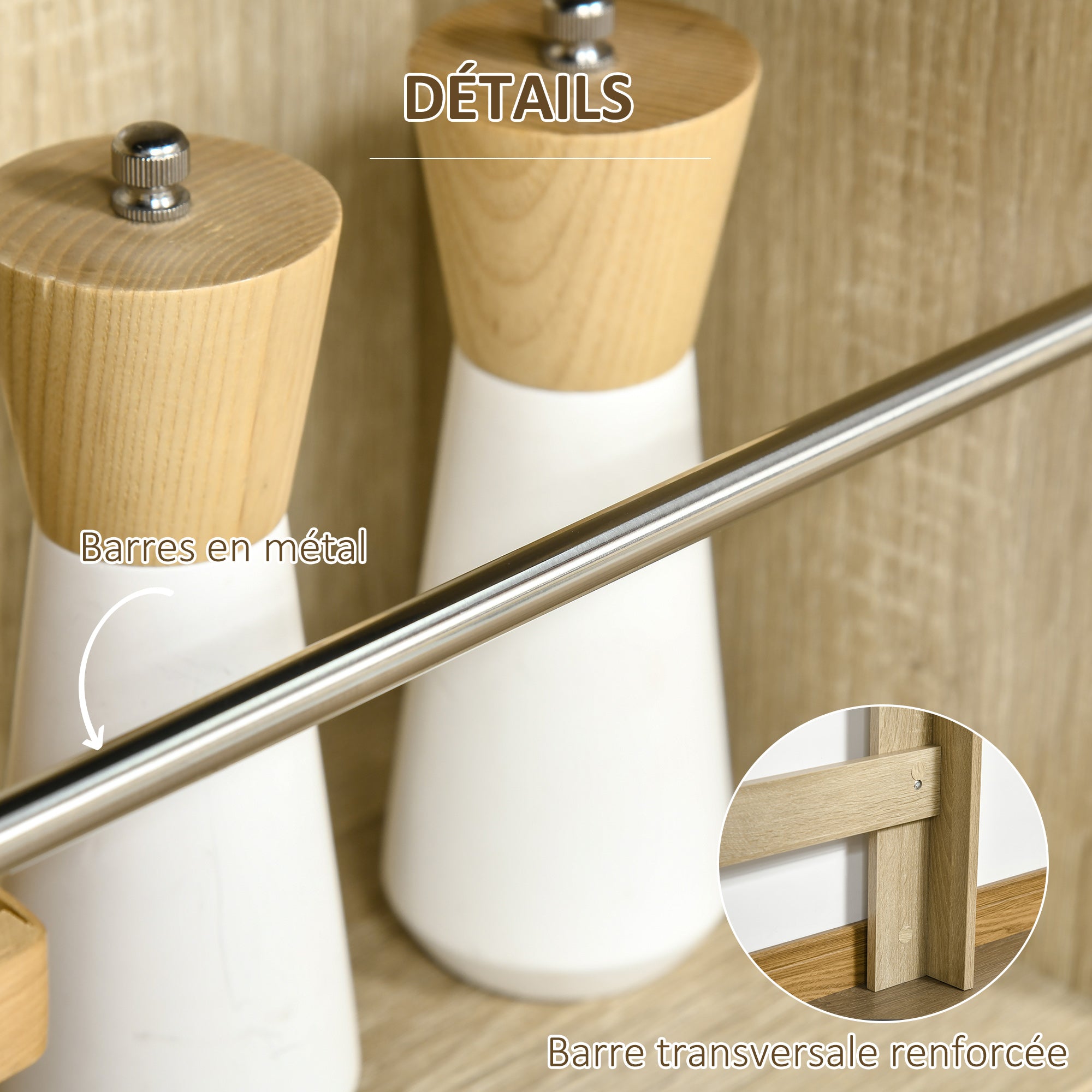 Table de bar table haute de cuisine mange-debout comptoir - dim. 112L x 57l x 106H cm - 3 étagères - aspect chêne clair noir