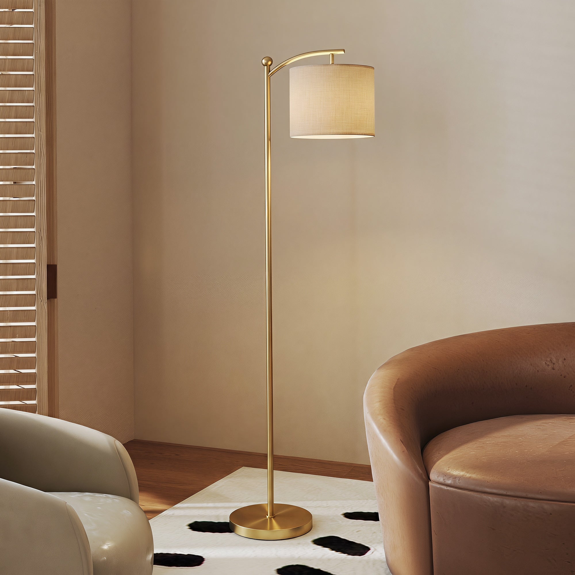 Lampadaire sur Pied de Salon, Lampe Salon Moderne Dimmable, 2 Températures de Couleur avec Télécommande, Minuterie de 60 minutes, pour Salon et Chambre, 160 cm, Doré