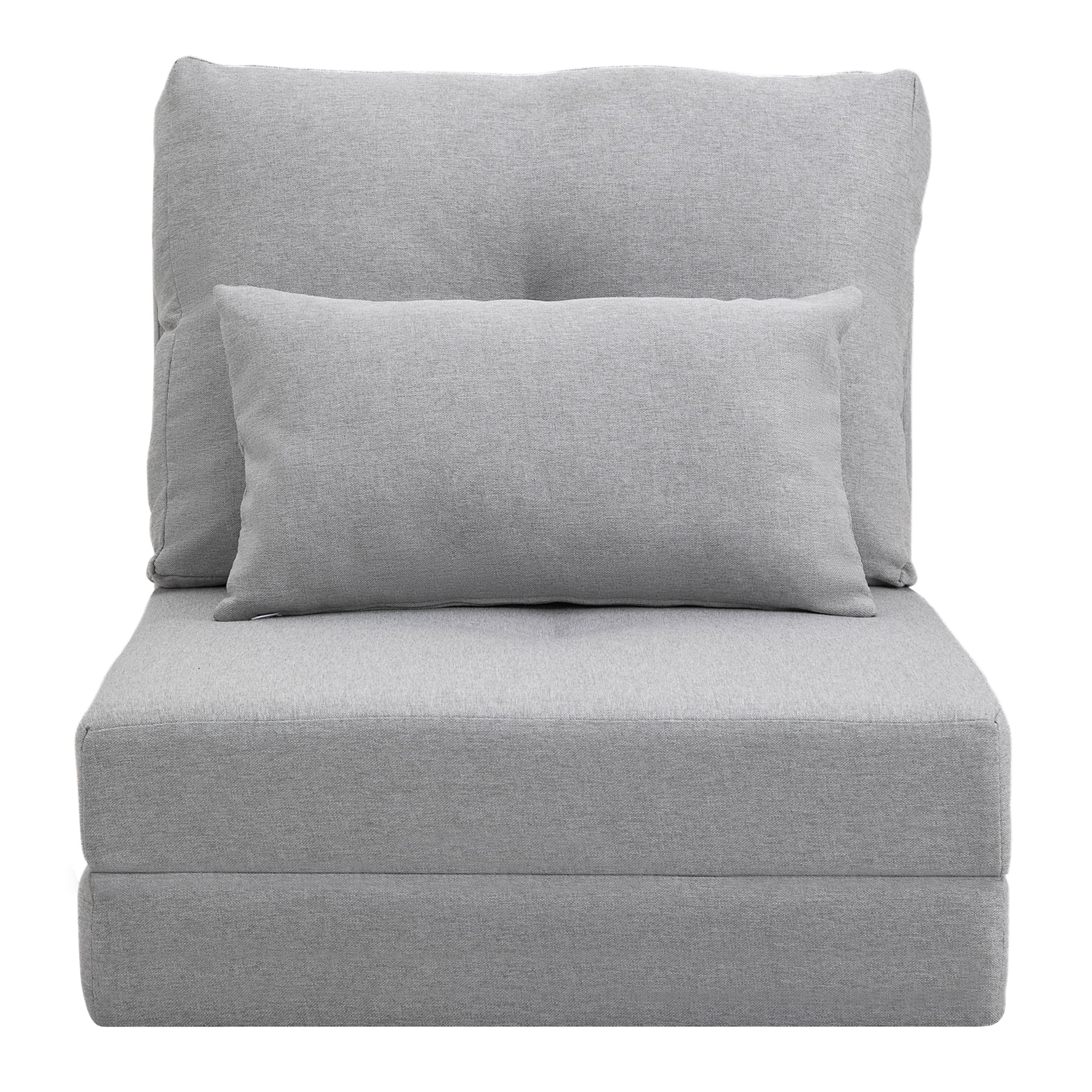 Fauteuil convertible 1 place fauteuil paresseux lit chauffeuse 1 place - coussin inclus, dossier réglable - salon, charge 120 kg, tissu lin gris clair