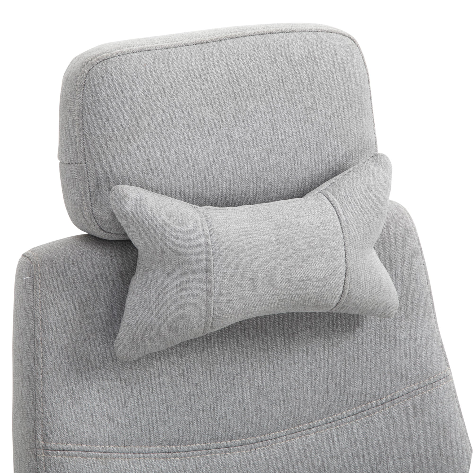 Fauteuil de bureau chaise de bureau grand confort dossier réglable repose-pied roulettes 360° lin 62 x 68 x 127 cm gris