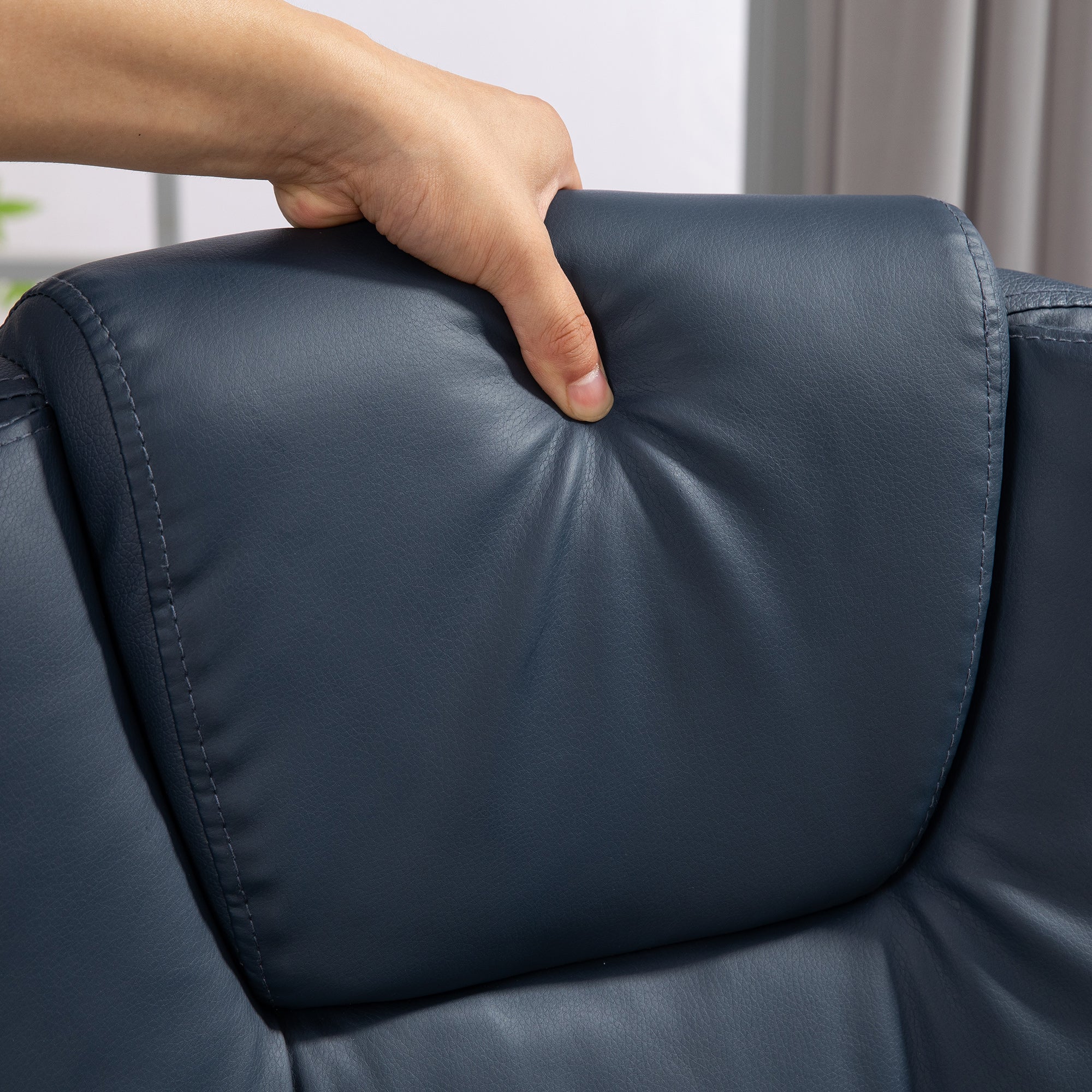 Fauteuil de bureau massant, chaise de bureau, chaise ergonomique avec hauteur réglable, dossier inclinable et télécommande filaire, repose-pieds rétractable et pivotant à 360°, bleu