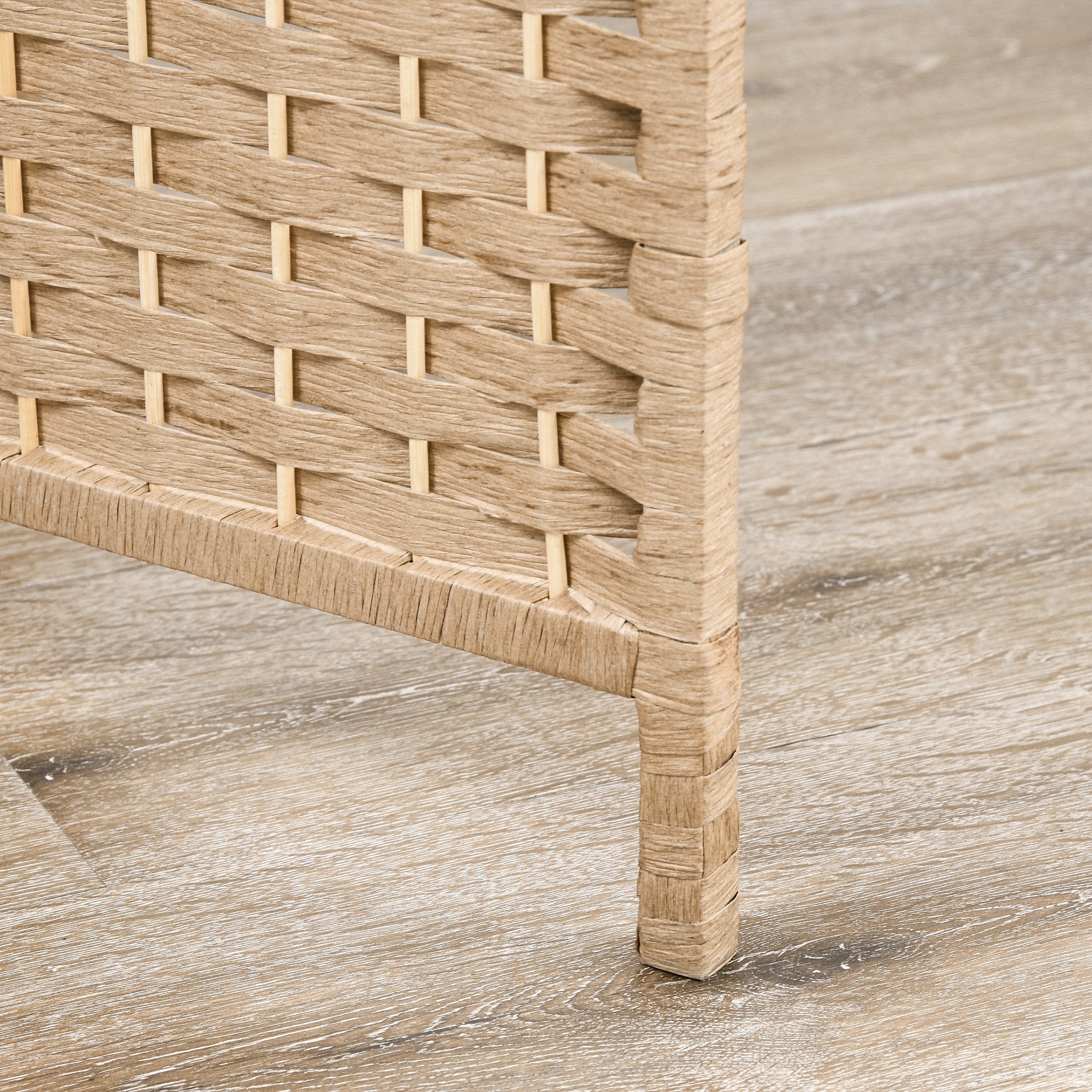 Paravent séparateur de pièce 4 panneaux 160 x170 cm avec 2 étagères, pliable, en bois pour le bureau, salon, chambre, bois naturel