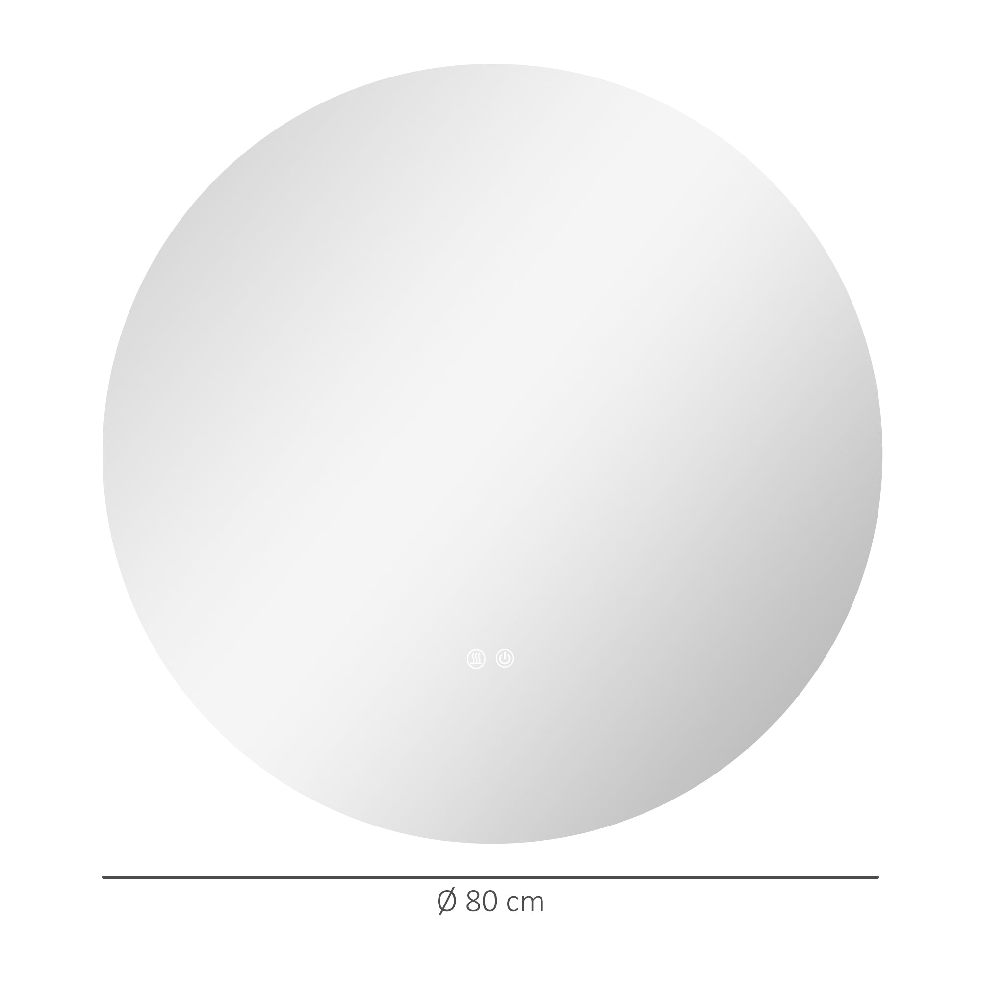 Miroir rond lumineux LED miroir mural de salle de bain 80 cm avec éclairage interrupteur tactile système antibuée luminosité réglable 20,5W+26W blanc et argent