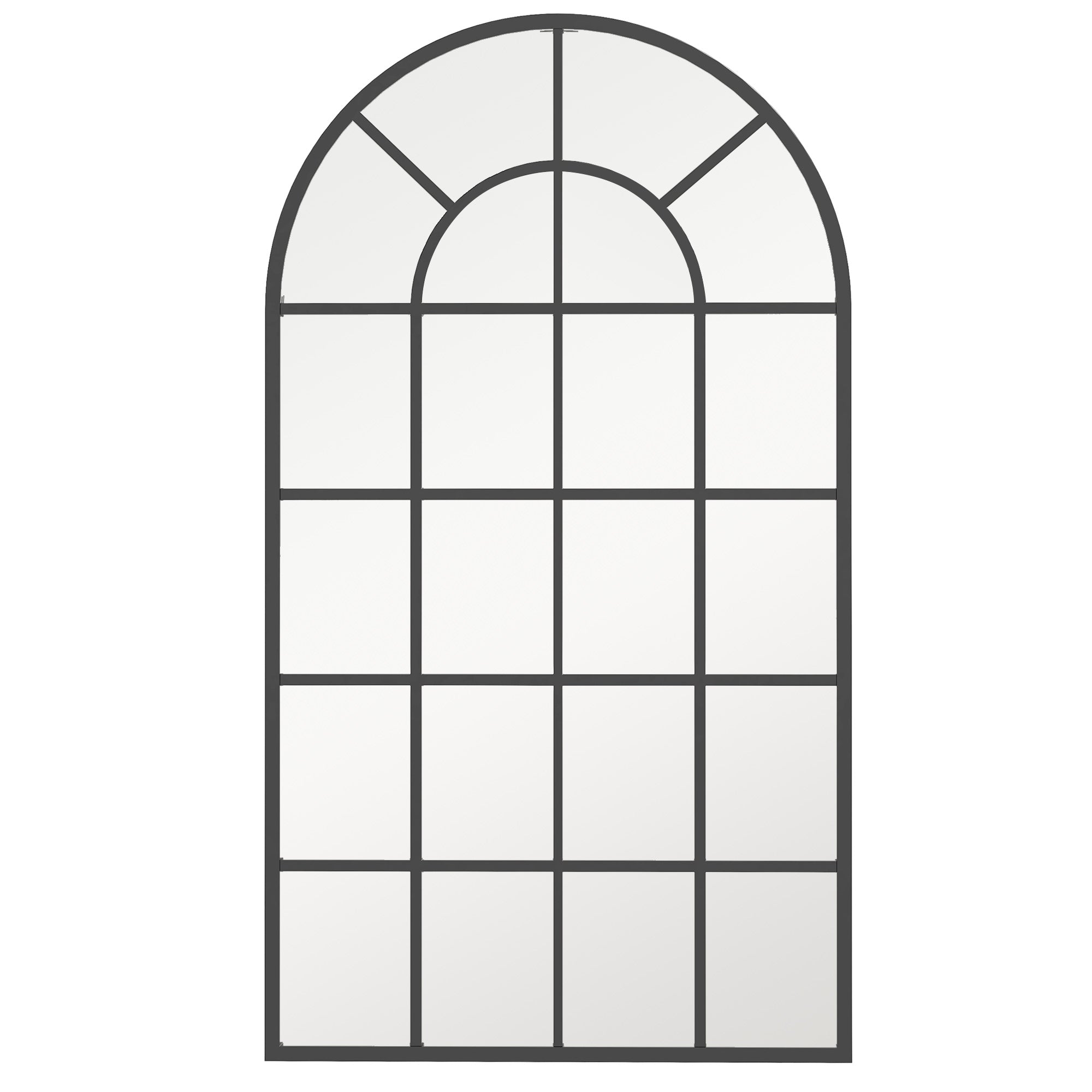 Miroir verrière arche style industriel fenêtre arcade métal noir - 110 x 65 cm