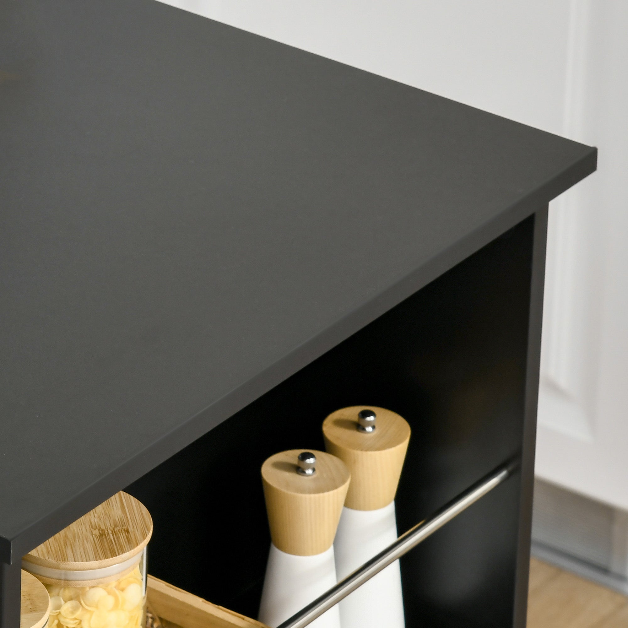 Table de bar table haute de cuisine mange-debout comptoir - dim. 112L x 57l x 106H cm - 3 étagères - noir