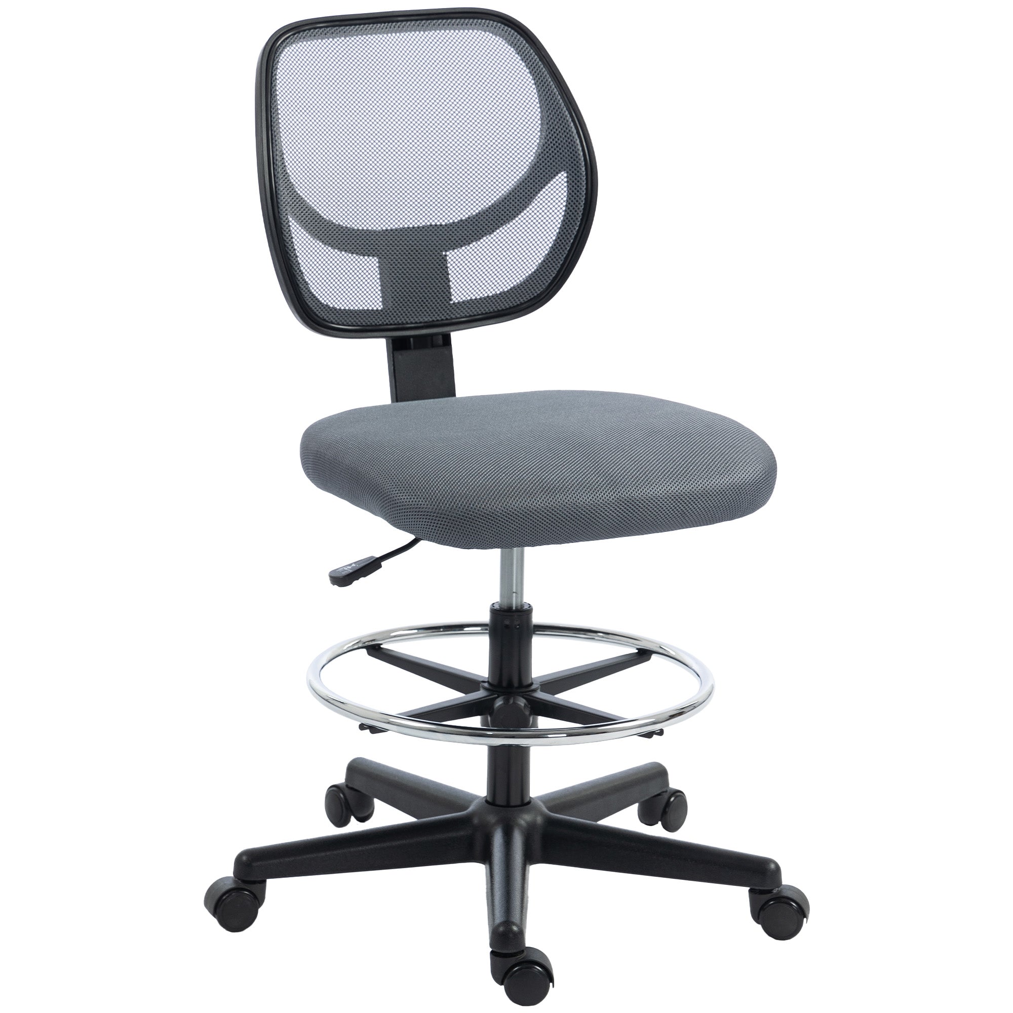 Vinsett Chaise bureau ergonomique, fauteuil de bureau avec repose-pieds, chaise à dessin en maille, hauteur réglable, dossier incurvé, pivotant 360°, pour studio travail à domicile, gris foncé