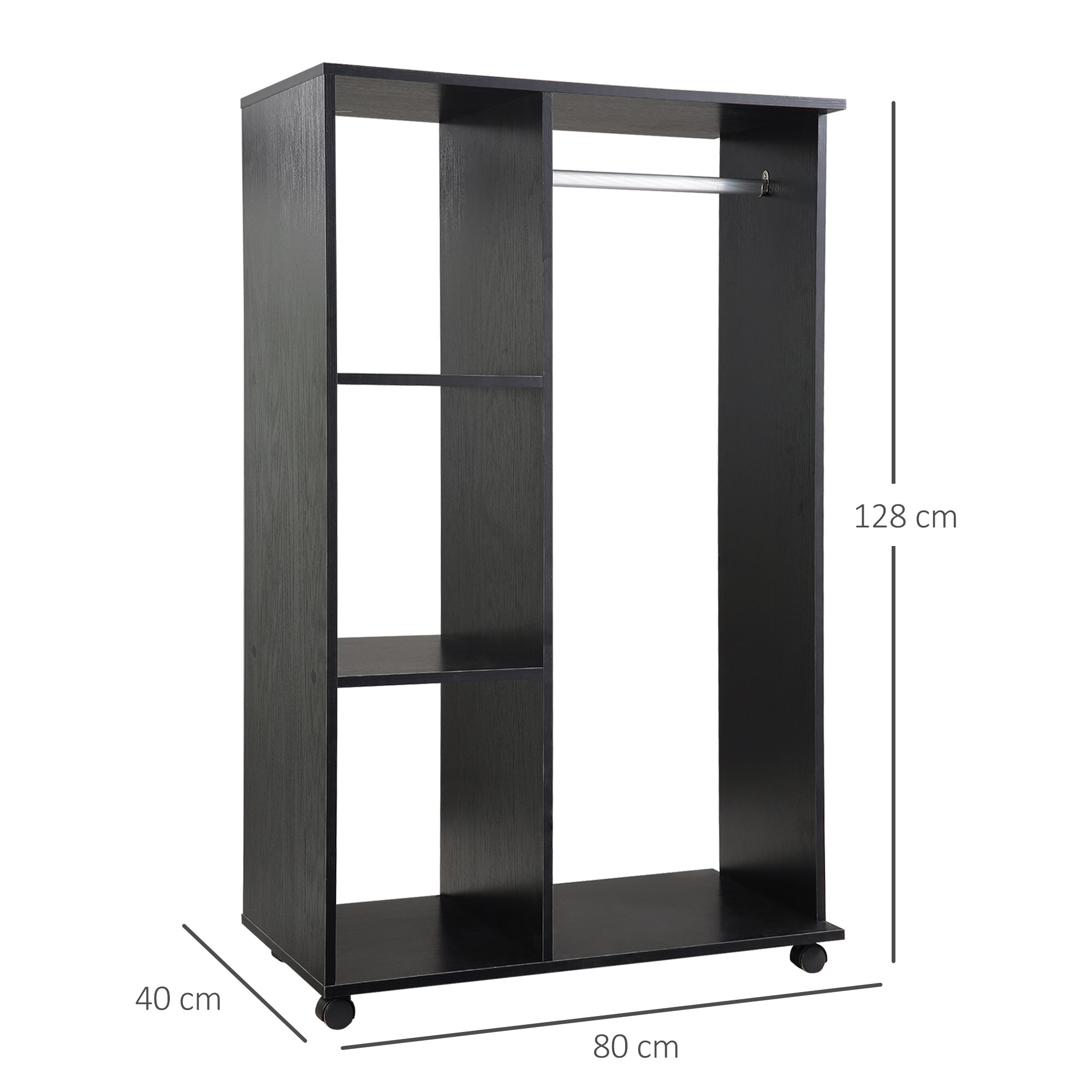 Armoire penderie Armoire de Rangement Mobile Panneaux de Particules Noir