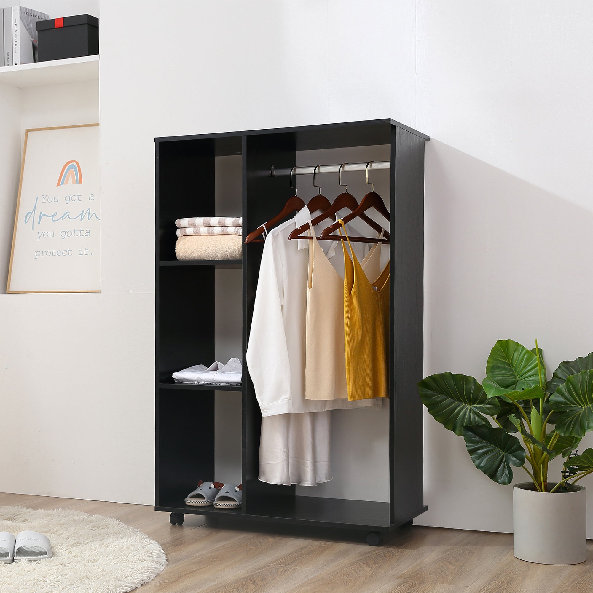 Armoire penderie Armoire de Rangement Mobile Panneaux de Particules Noir
