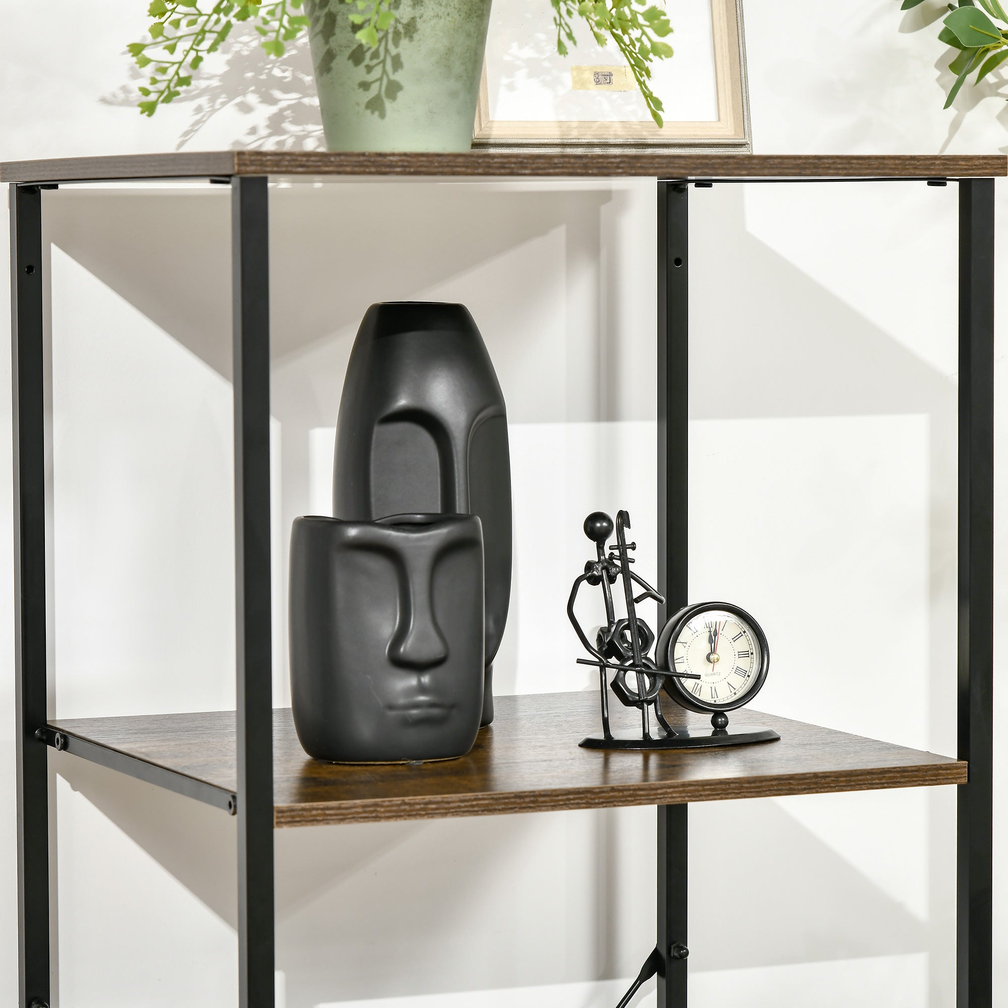 Bibliothèque Étagère Verticale de rangement avec 3 tiroirs en tissu amovibles - style industriel - dim. 44L x 40l x 155H cm, Chambre, Salon, Bureau, marron