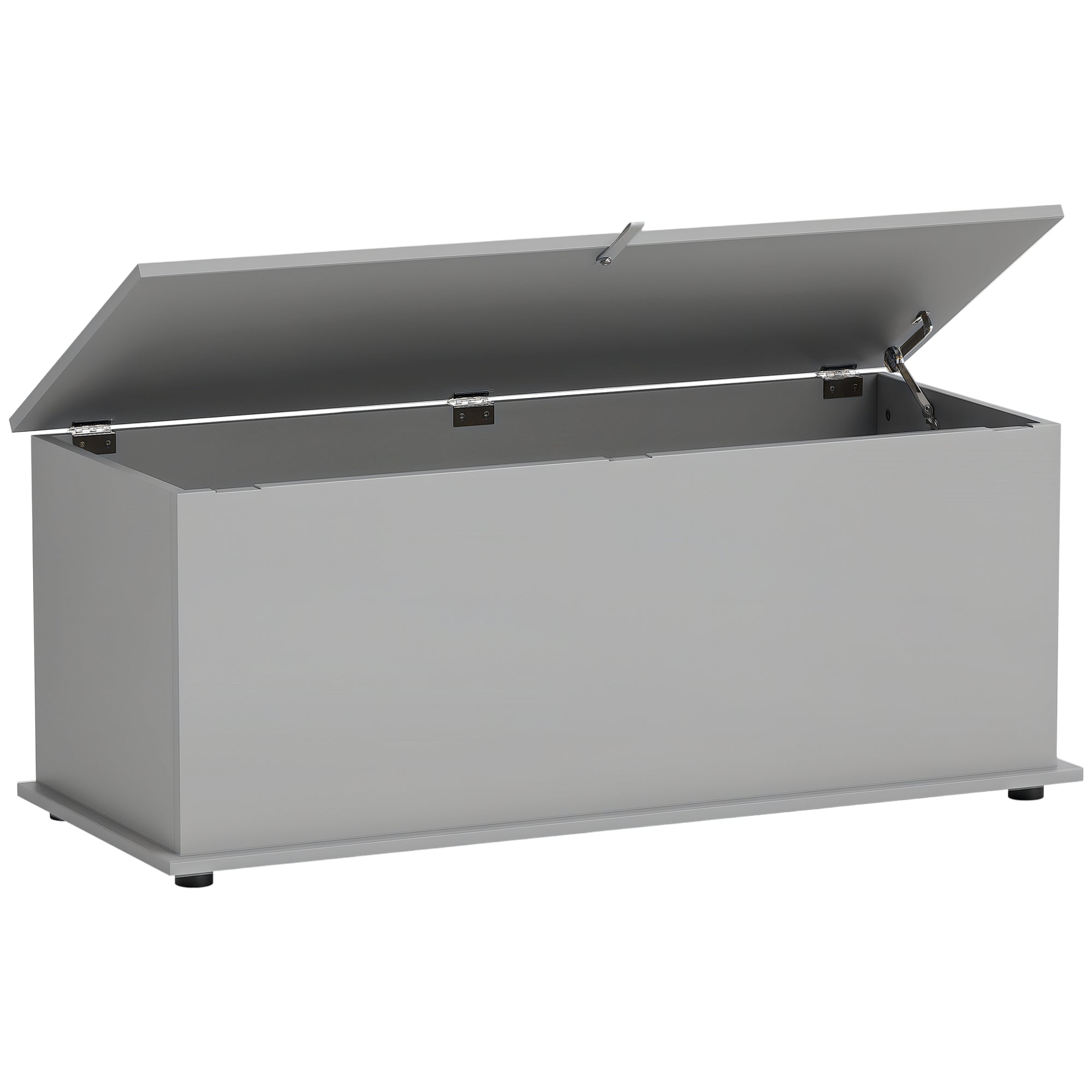 Coffre de rangement, banc de rangement avec couvercle rabattable et charnières de sécurité, banc chaussures, meuble d'entrée, couloir, chambre, salon, 100 x 40 x 40 cm, gris