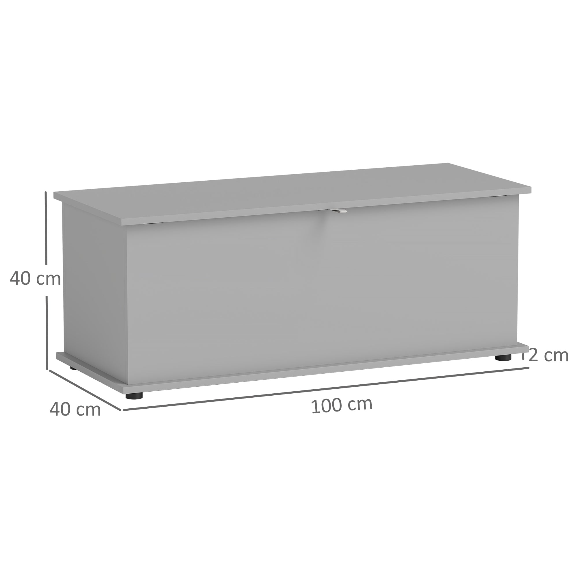 Coffre de rangement, banc de rangement avec couvercle rabattable et charnières de sécurité, banc chaussures, meuble d'entrée, couloir, chambre, salon, 100 x 40 x 40 cm, gris