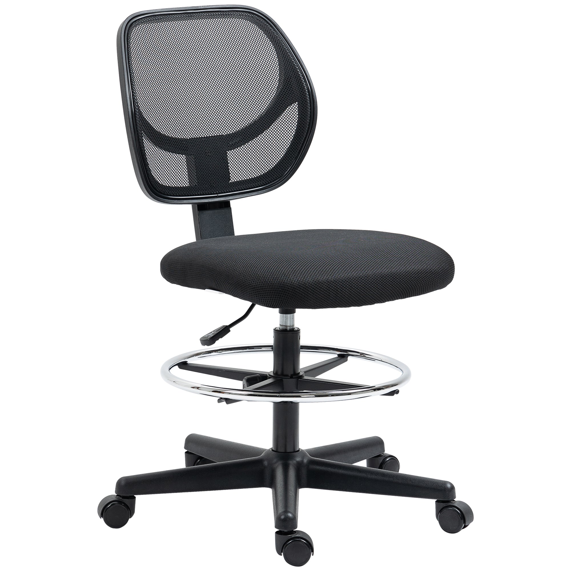 Chaise de bureau assise haute fauteuil de bureau en maille assise ergonomique hauteur réglable 50-70 cm avec repose-pied pivotant 360° noir
