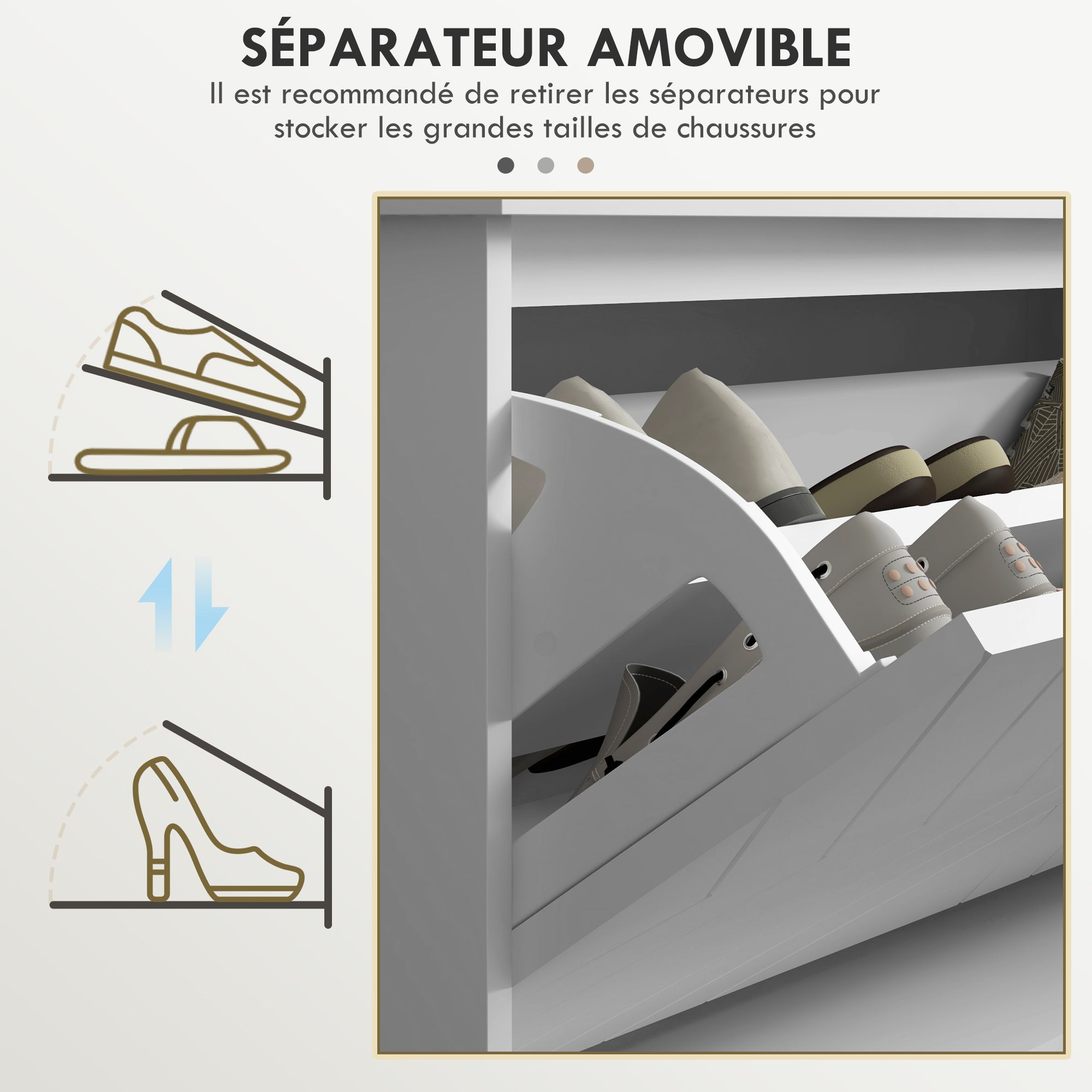 Banc à chaussures meuble à chaussures, meuble d'entrée avec tiroir rabattable, coussin d'assise et étagère réglable, pour couloir, entrée, chambre, 100 x 26 x 48 cm, blanc