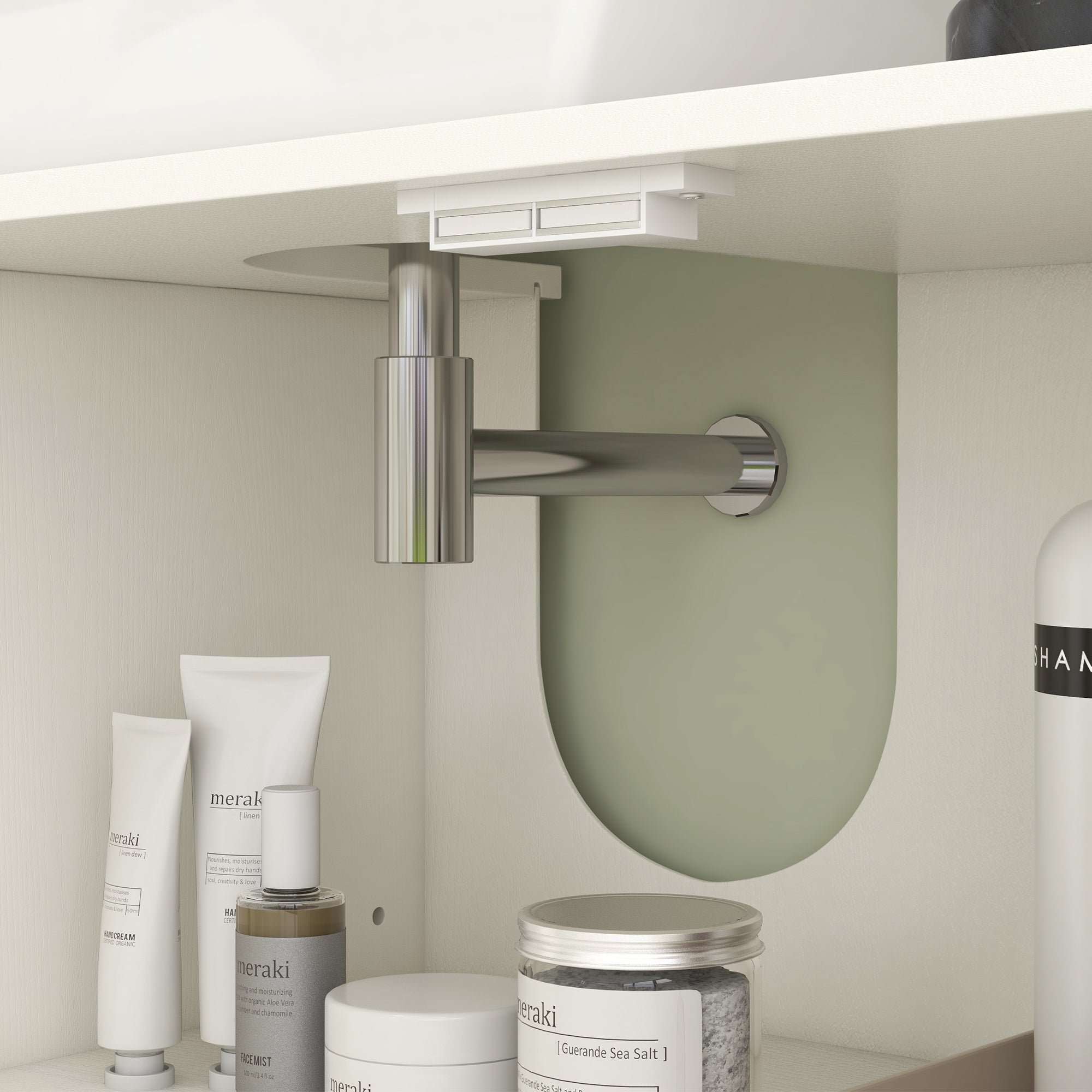 Meuble sous lavabo, meuble de salle de bain, avec placard à deux niveaux, 2 portes, étagères réglables, sur pieds, en bois, 90 x 30 x 63 cm, crème