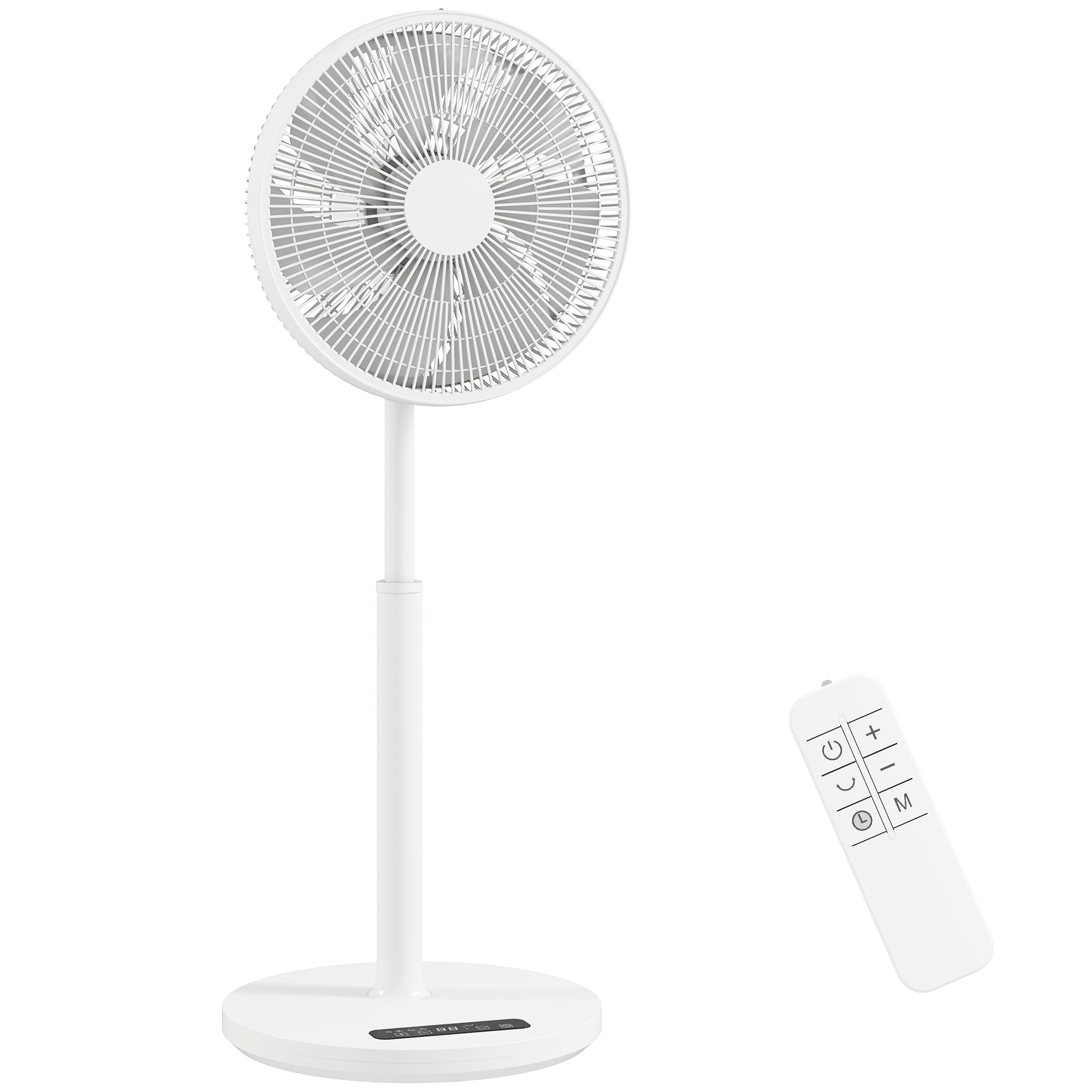 Ventilateur sur pied, ventilateur 39 cm avec 12 vitesses, 4 modes, minuterie 9H, oscillant 120°, hauteur réglable et télécommande magnétique, pour chambre, salon, bureau, blanc