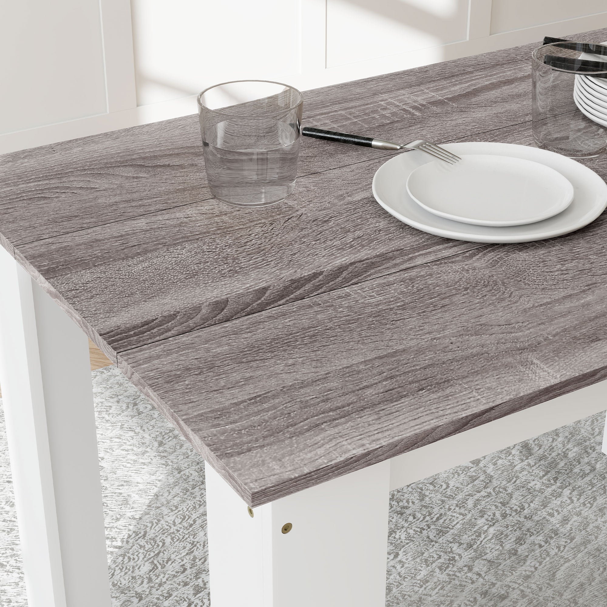 Table à manger rectangulaire pour 4 à 6 personnes, table de cuisine, 120 x 69 x 75 cm, style moderne, pieds triangulaires plus stable, gris