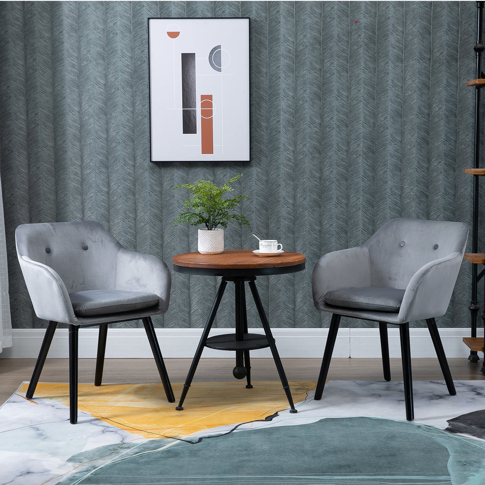 Chaises de salle à manger chaise de cuisine chaises de salon scandinave - Lot de 2 - Pieds effilés Bois Noir - Velours Gris