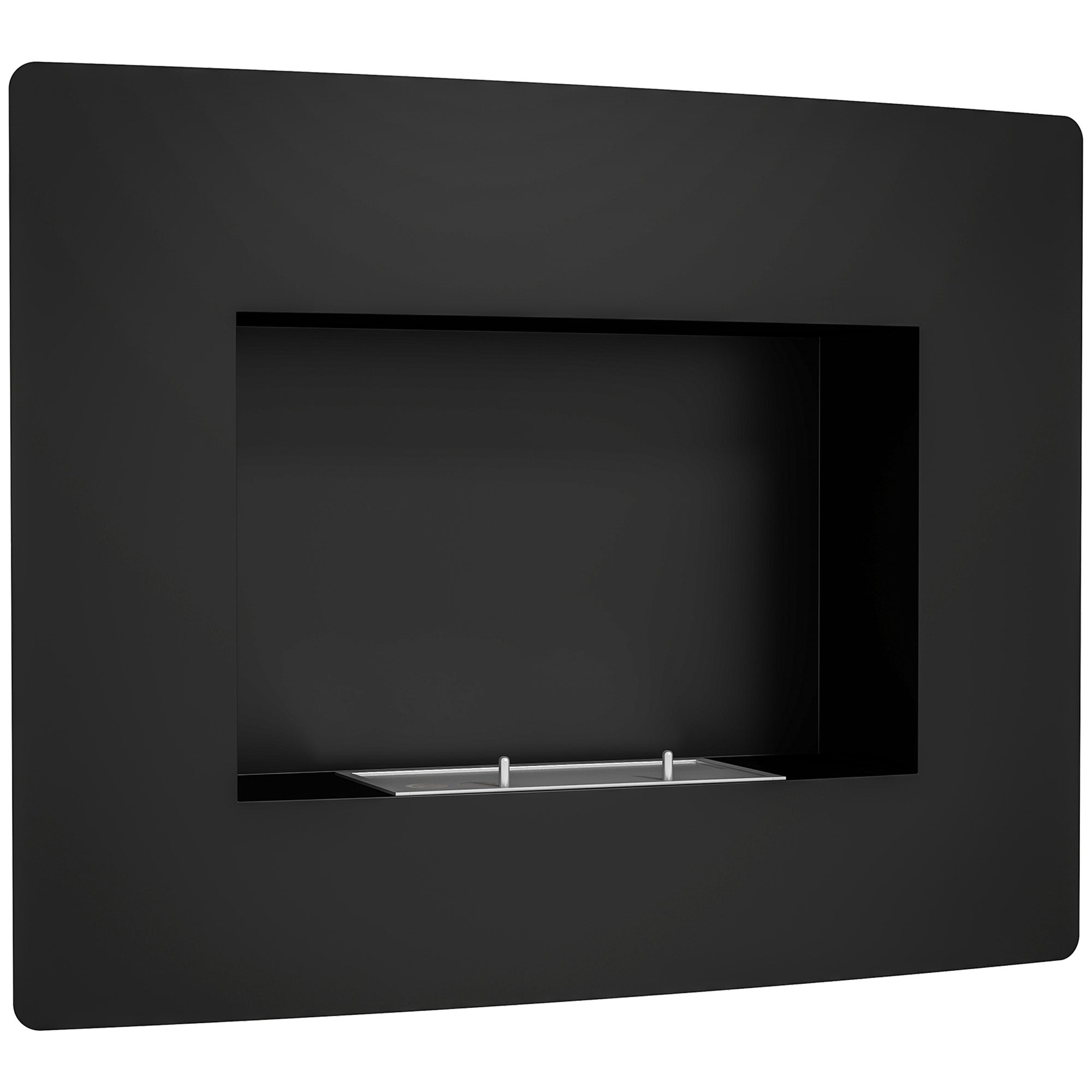 Cheminée bioéthanol encastrable, cheminée à l'éthanol avec volume de 0,9 litre, environ 3,3 h durée de combustion, poêle bioéthanol en acier inoxydable, 66 x 16 x 52 cm, noir