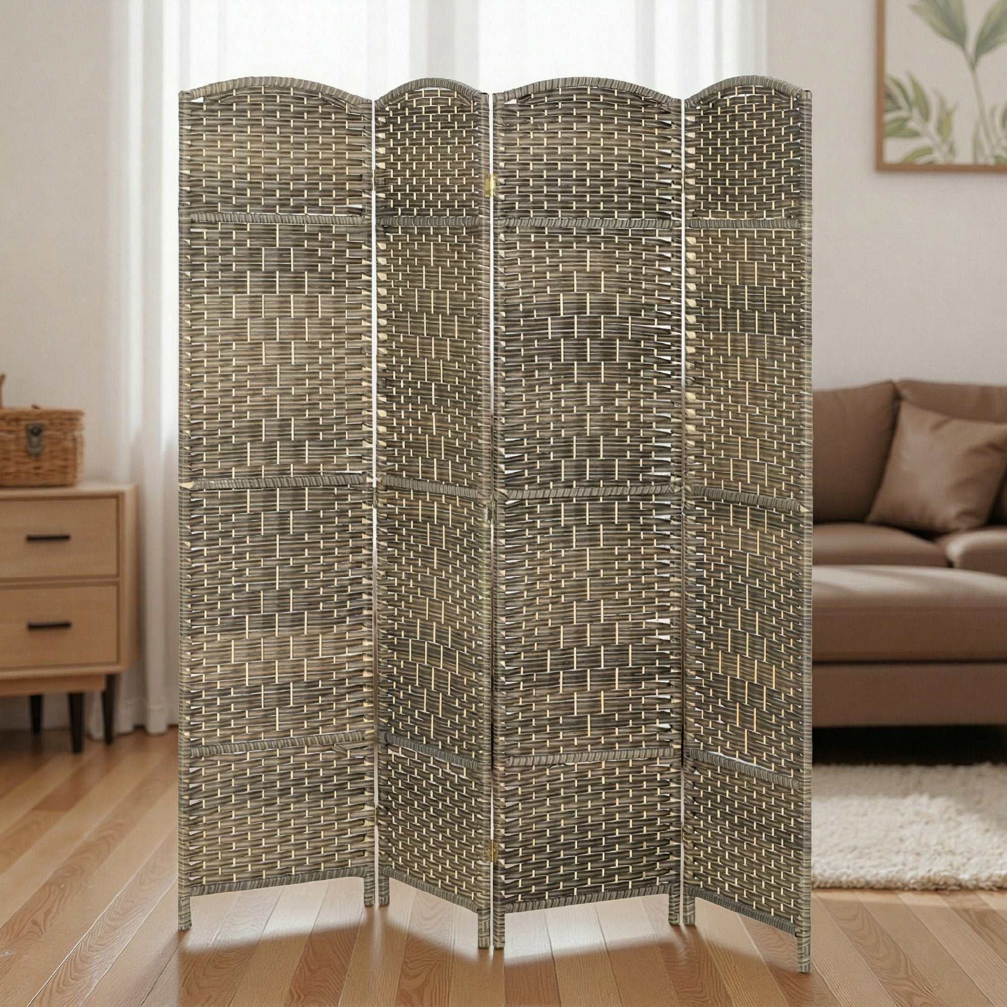 Paravent intérieur en bois, 4 panneaux, 180 x 180 cm, séparateur de pièce pliable, pour salon, chambre à coucher, maison, chêne foncé