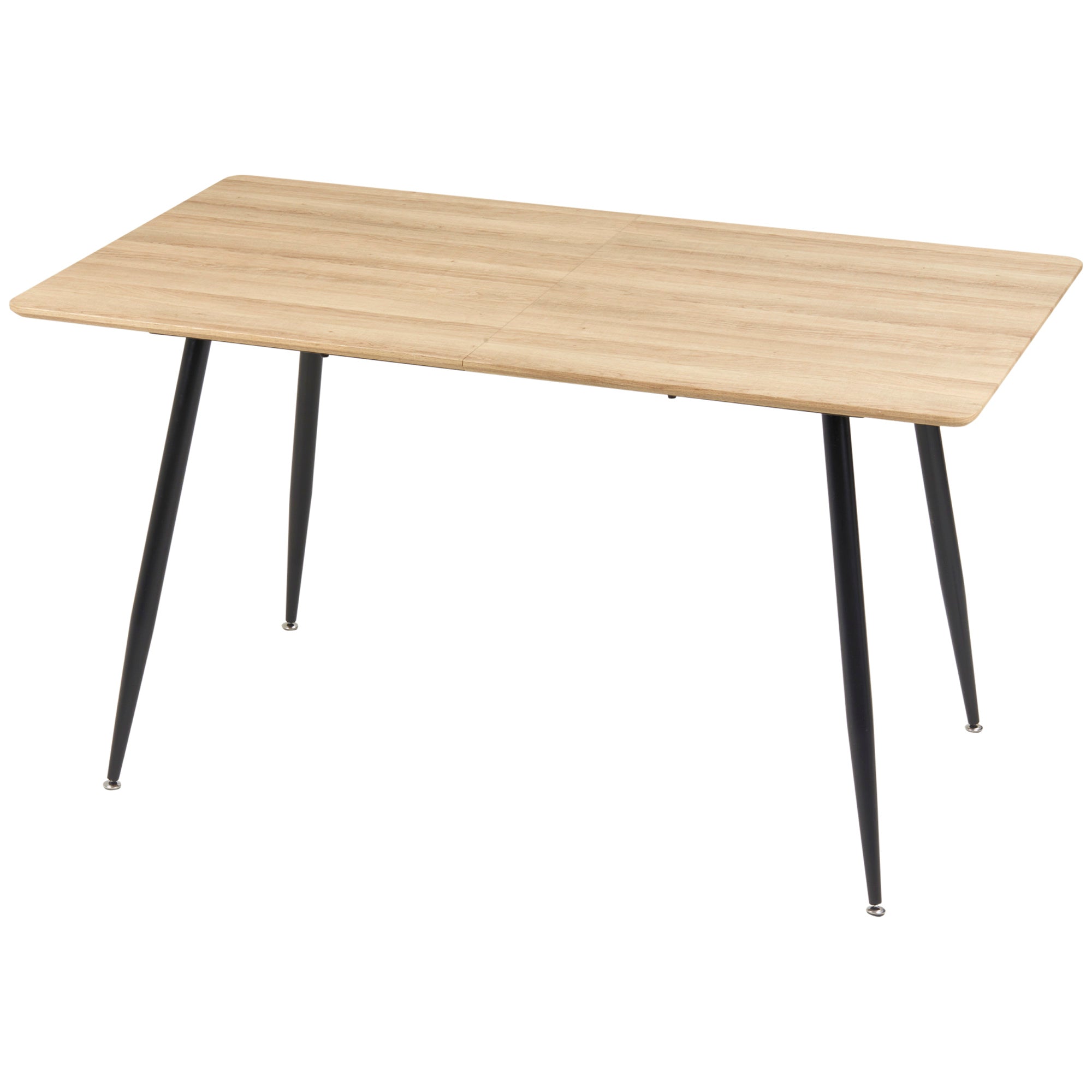 Table à manger rectangulaire, table de cuisine 140 cm, 4 personnes avec plateau effet bois, table de salle à manger, 4 pieds en acier, naturel et noir
