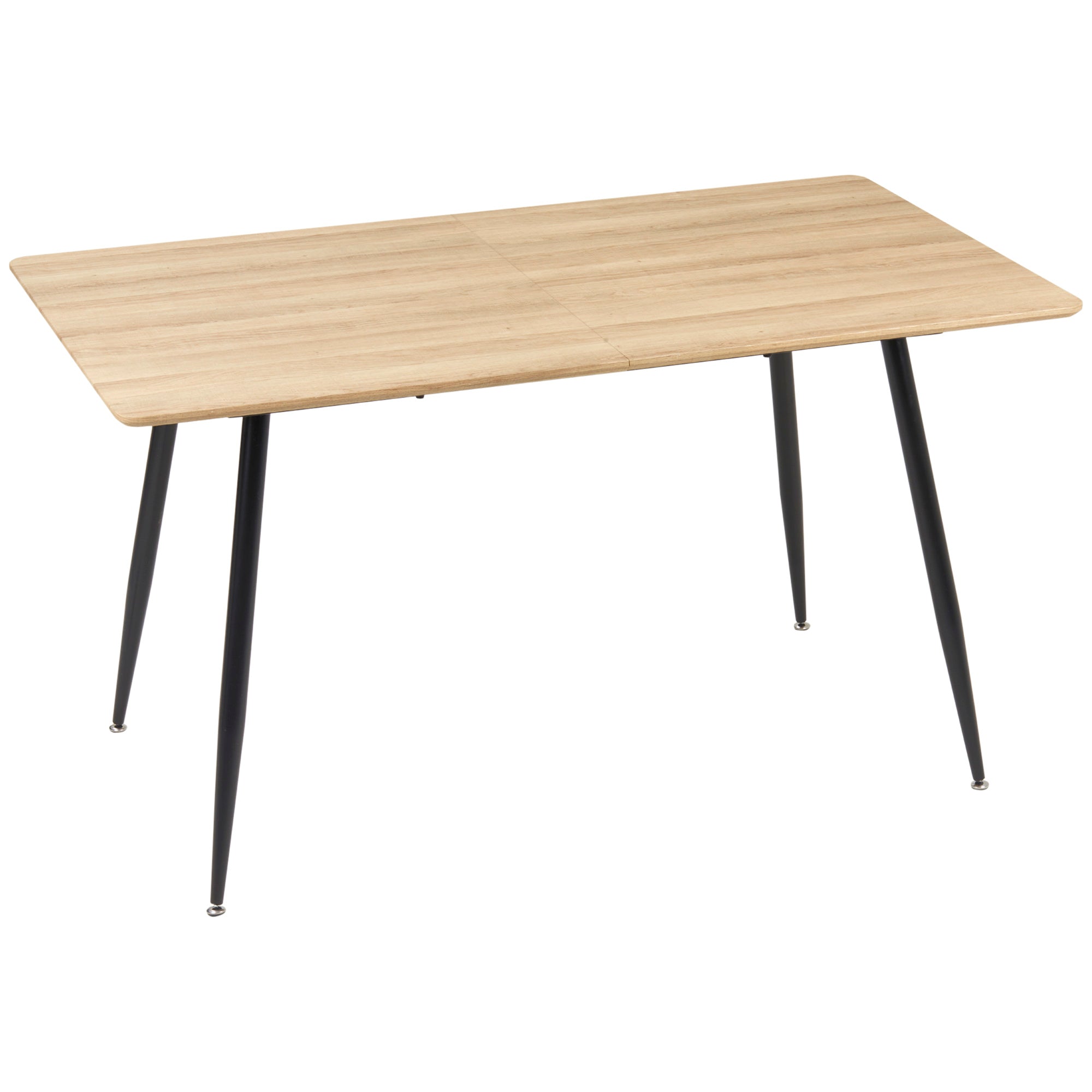 Table à manger rectangulaire, table de cuisine 140 cm, 4 personnes avec plateau effet bois, table de salle à manger, 4 pieds en acier, naturel et noir