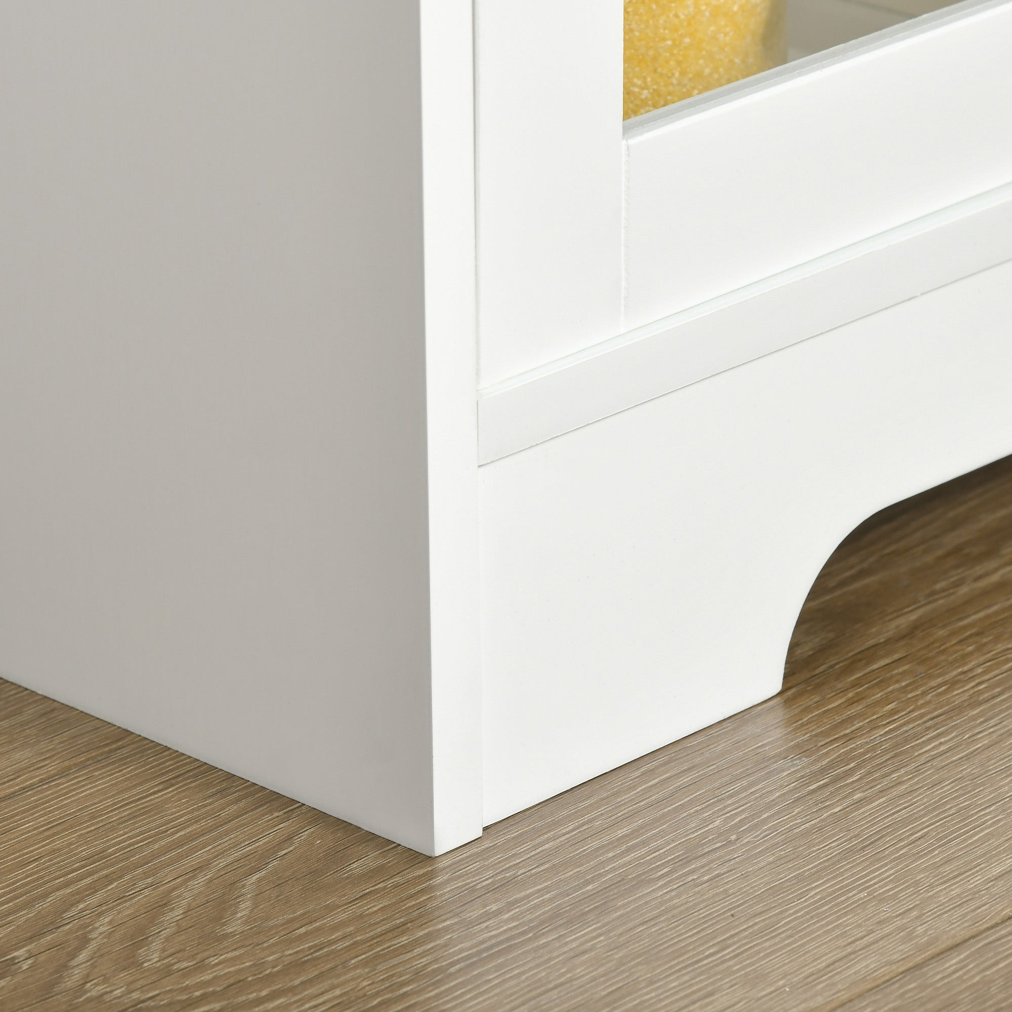 Meuble micro-ondes, buffet cuisine, armoire de rangement, pour cuisine, salle à Manger 90 x 40 x 82 cm verre trempé et bois, blanc